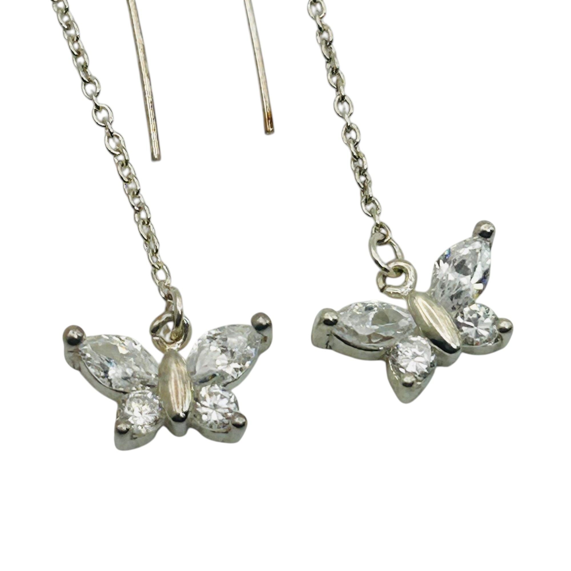 Signed Sterling Rhinestone Butterfly Earrings