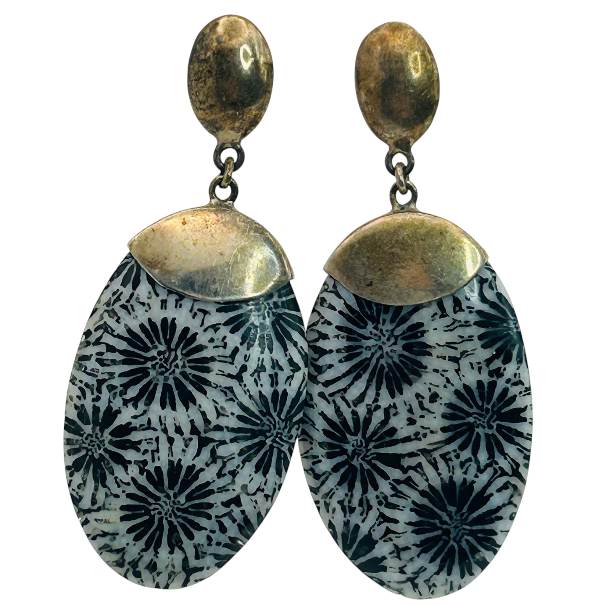 Sterling Fossil Coral Earrings