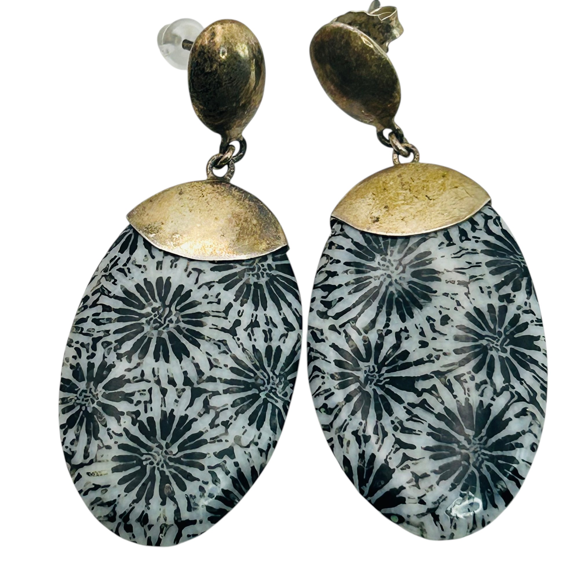Sterling Fossil Coral Earrings
