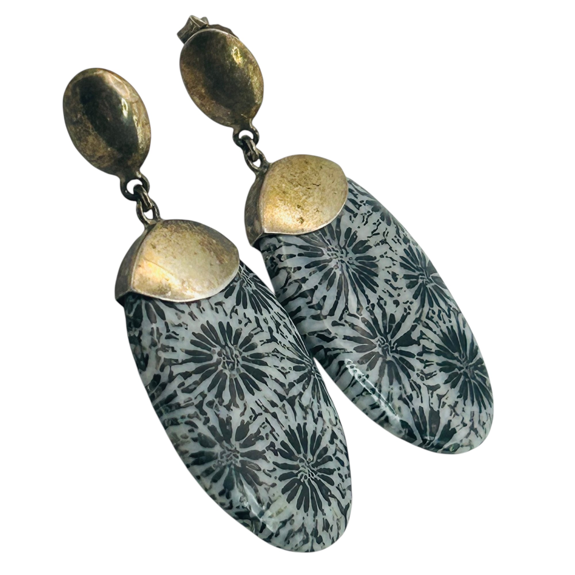Sterling Fossil Coral Earrings