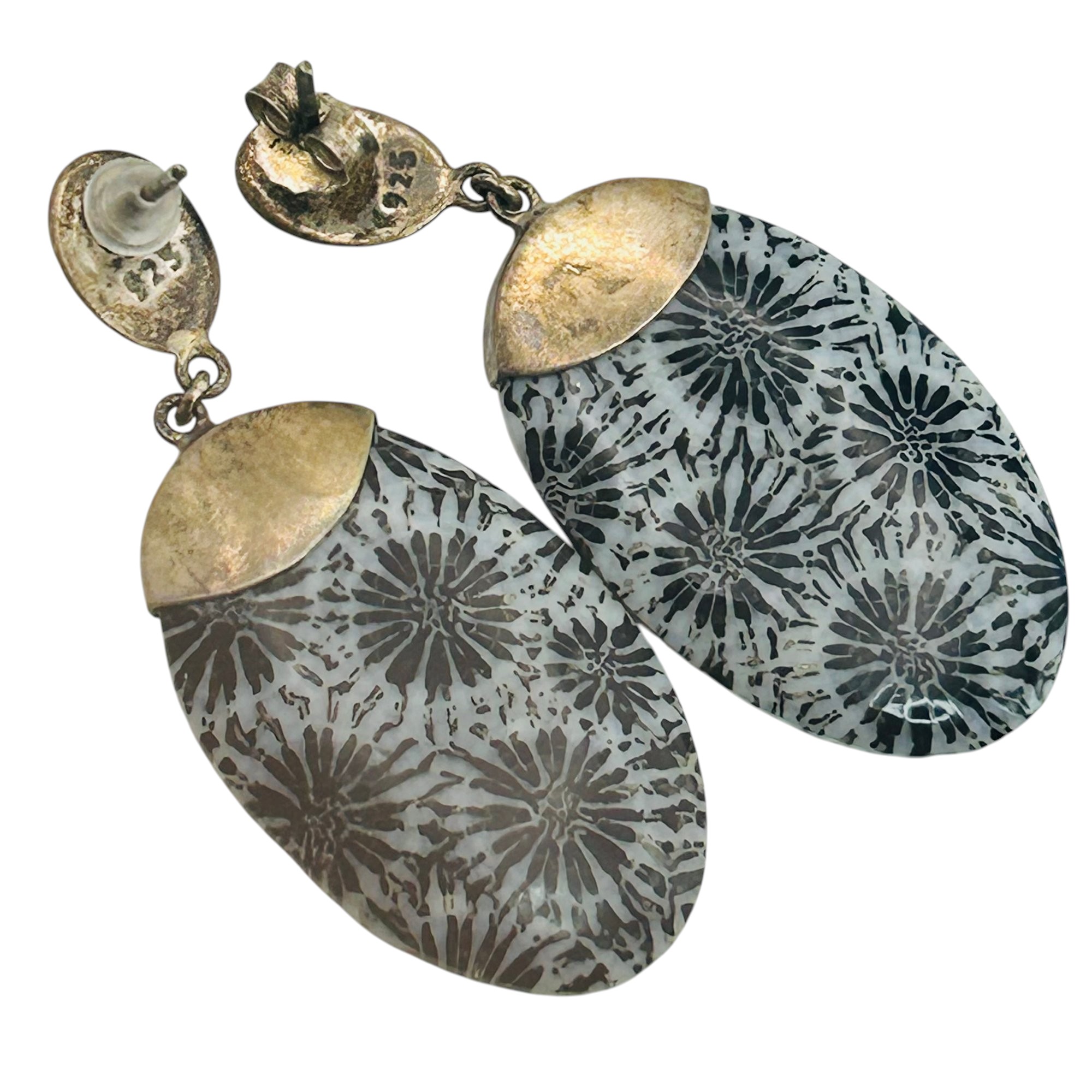 Sterling Fossil Coral Earrings