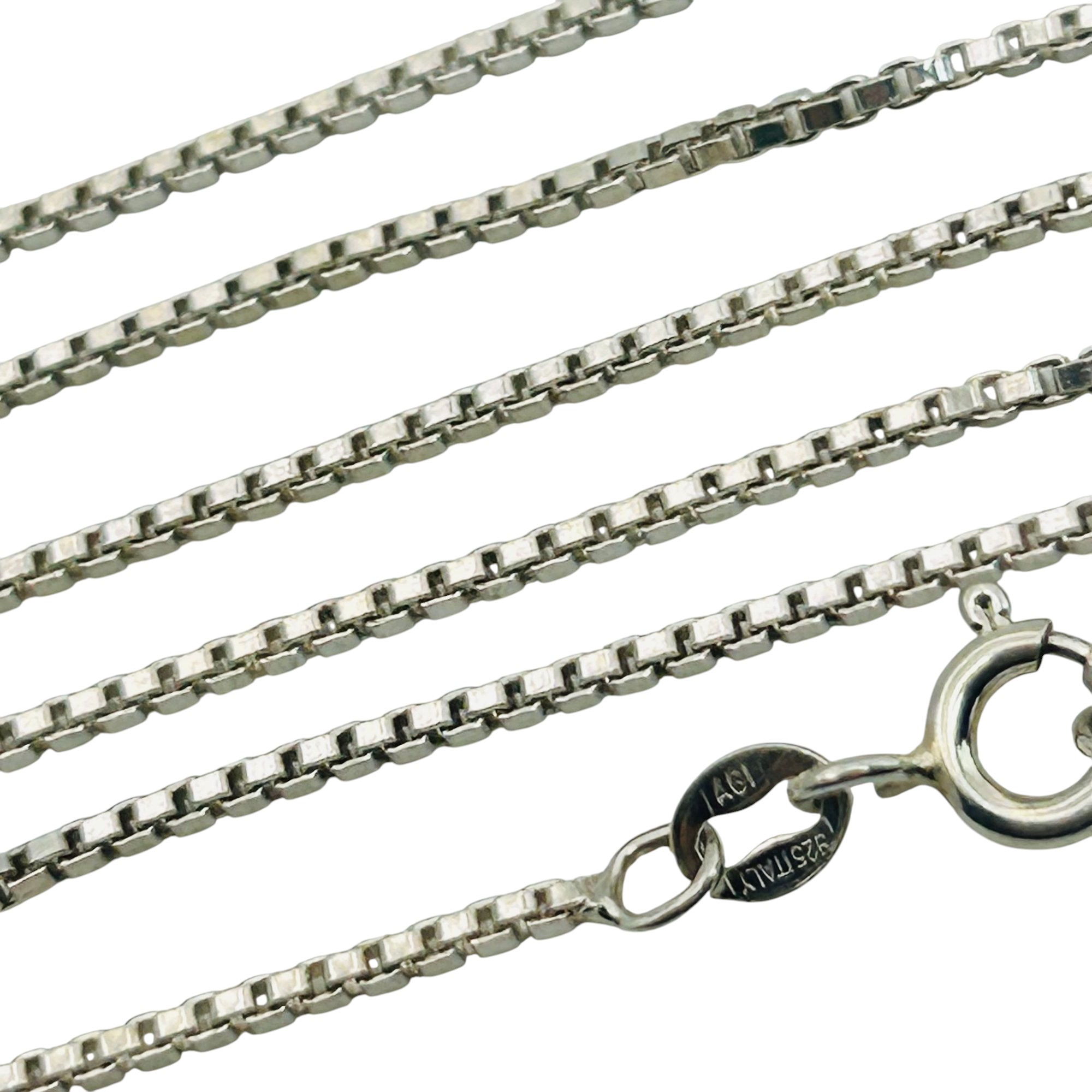 Signed Italy Sterling Box Chain Necklace