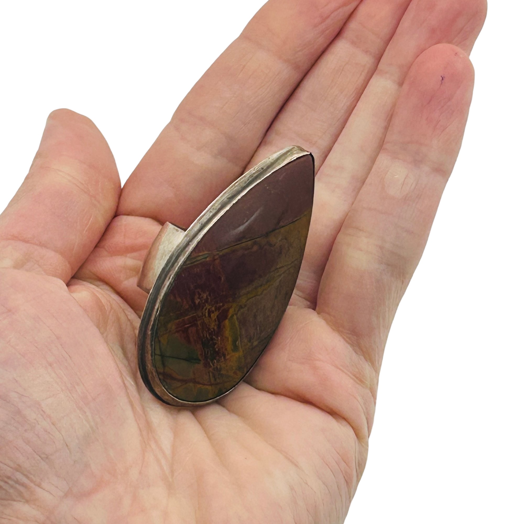 Sterling Jasper Tear Drop Ring Sz 8