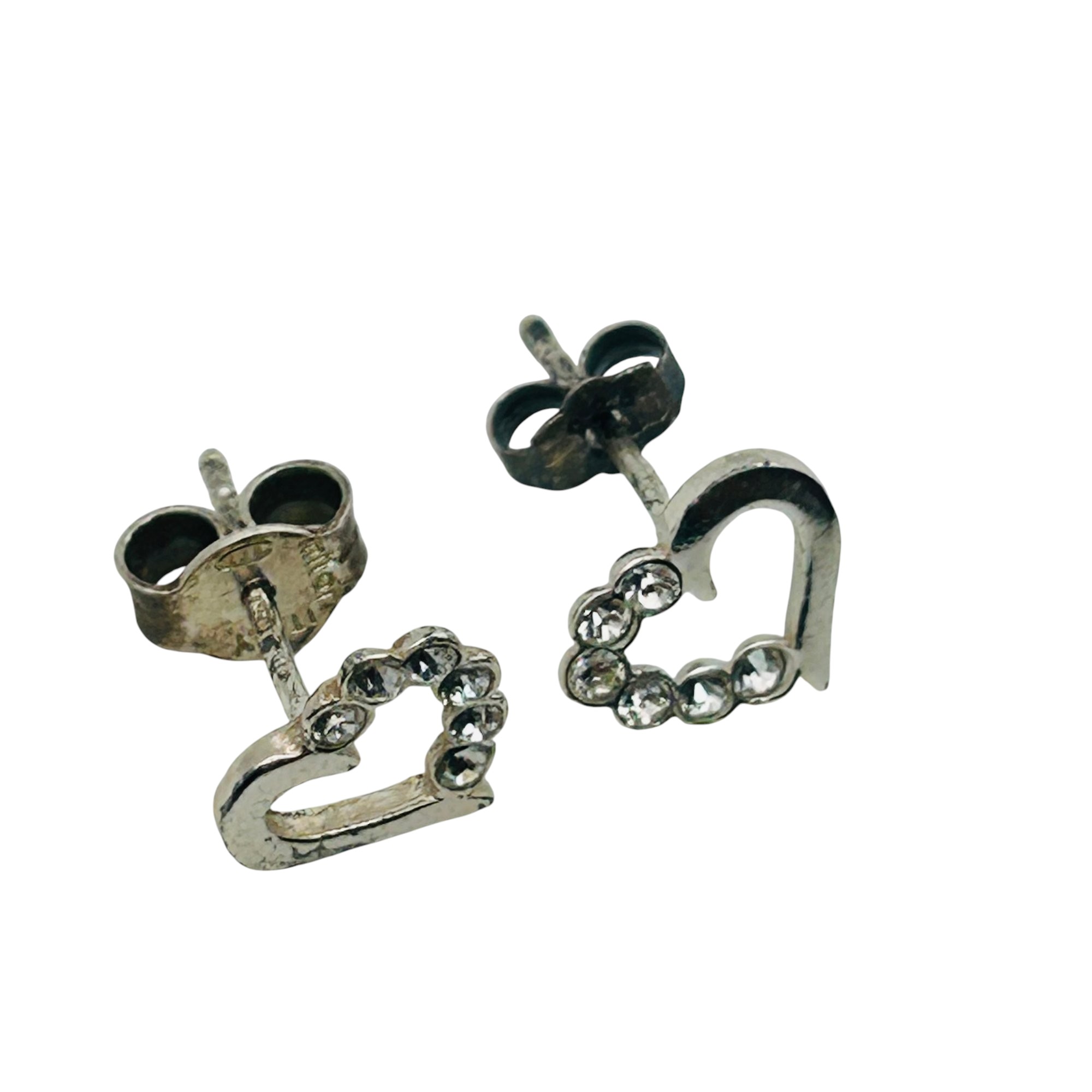 Sterling Clear Stone Heart Earrings