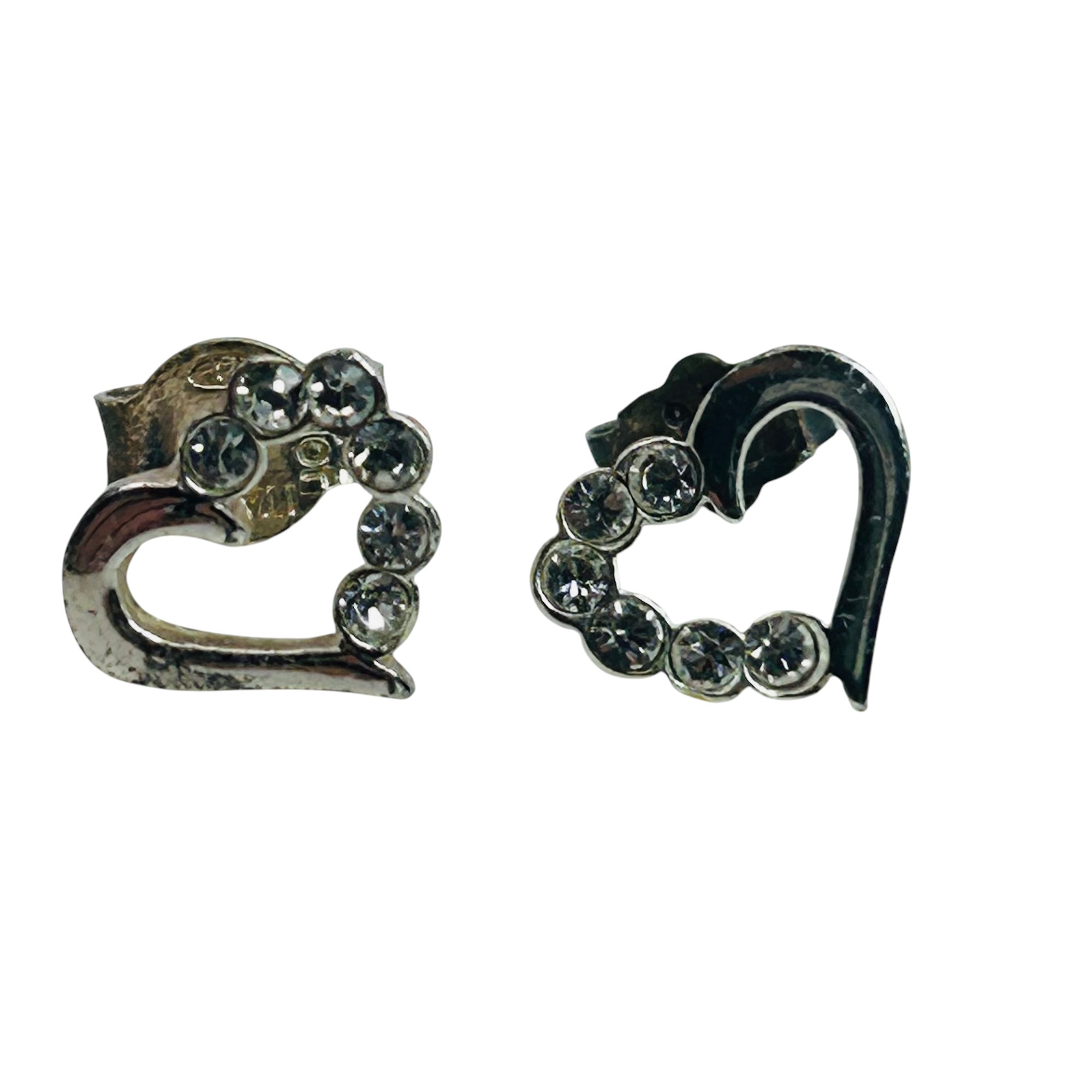 Sterling Clear Stone Heart Earrings