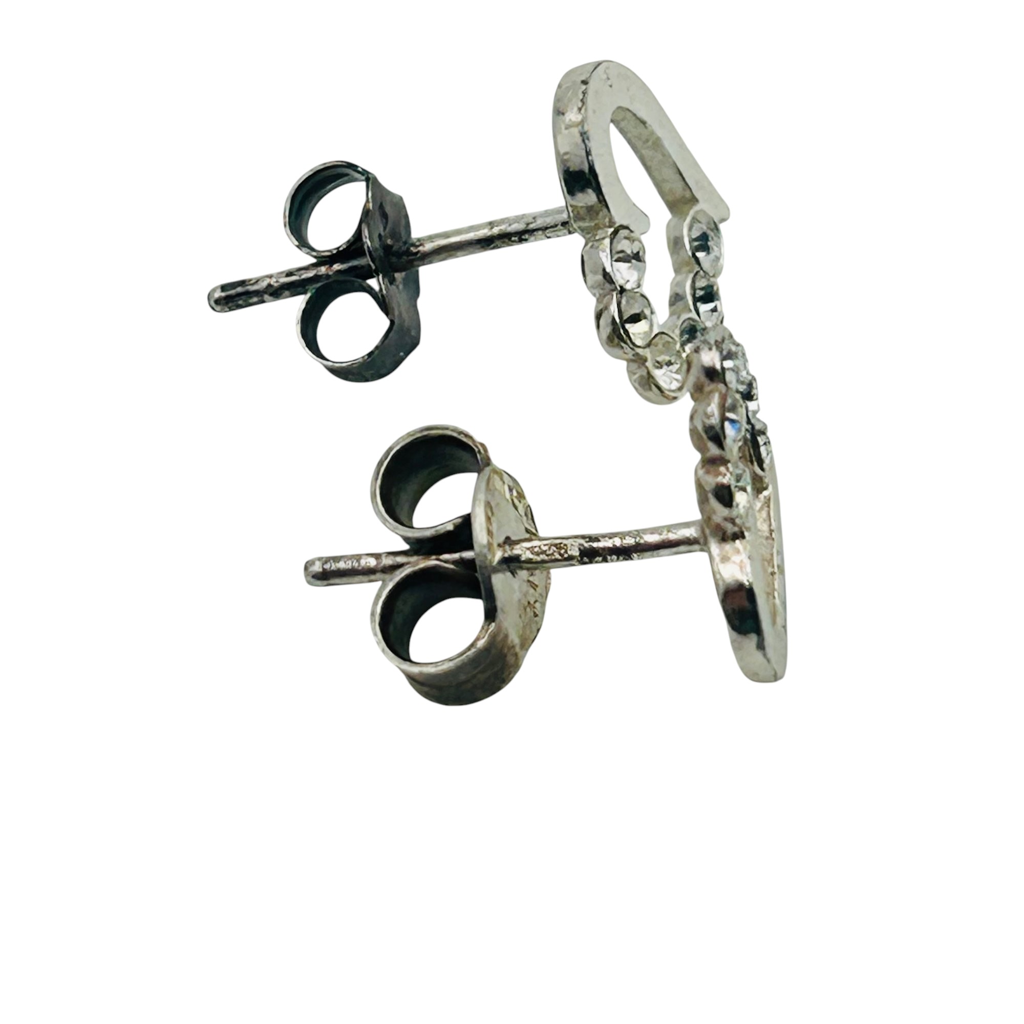 Sterling Clear Stone Heart Earrings