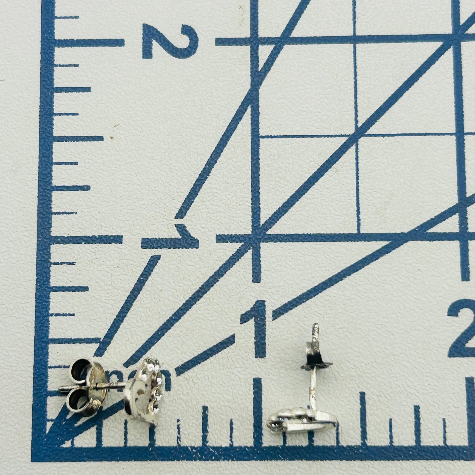 Sterling Clear Stone Heart Earrings