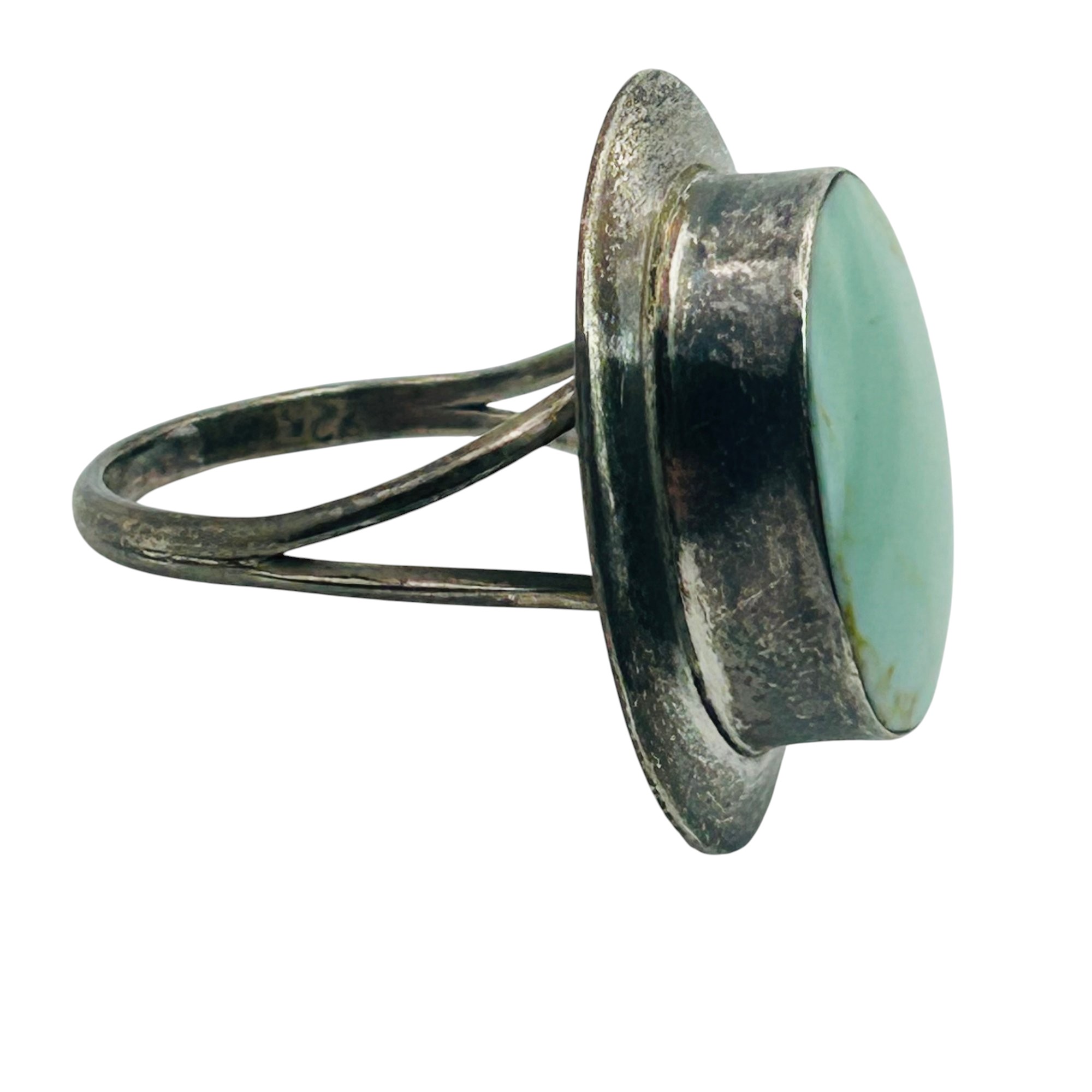 Sterling Turquoise Oval Ring Sz 8.5