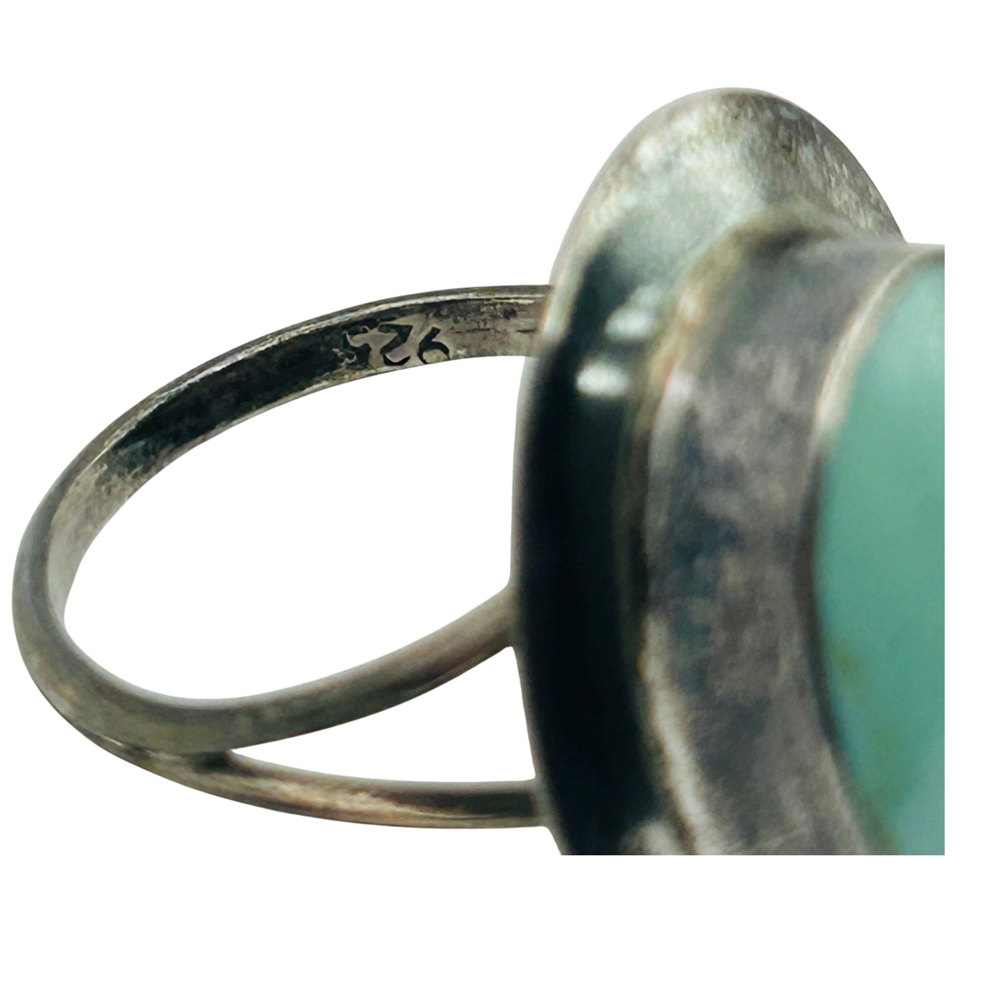 Sterling Turquoise Oval Ring Sz 8.5