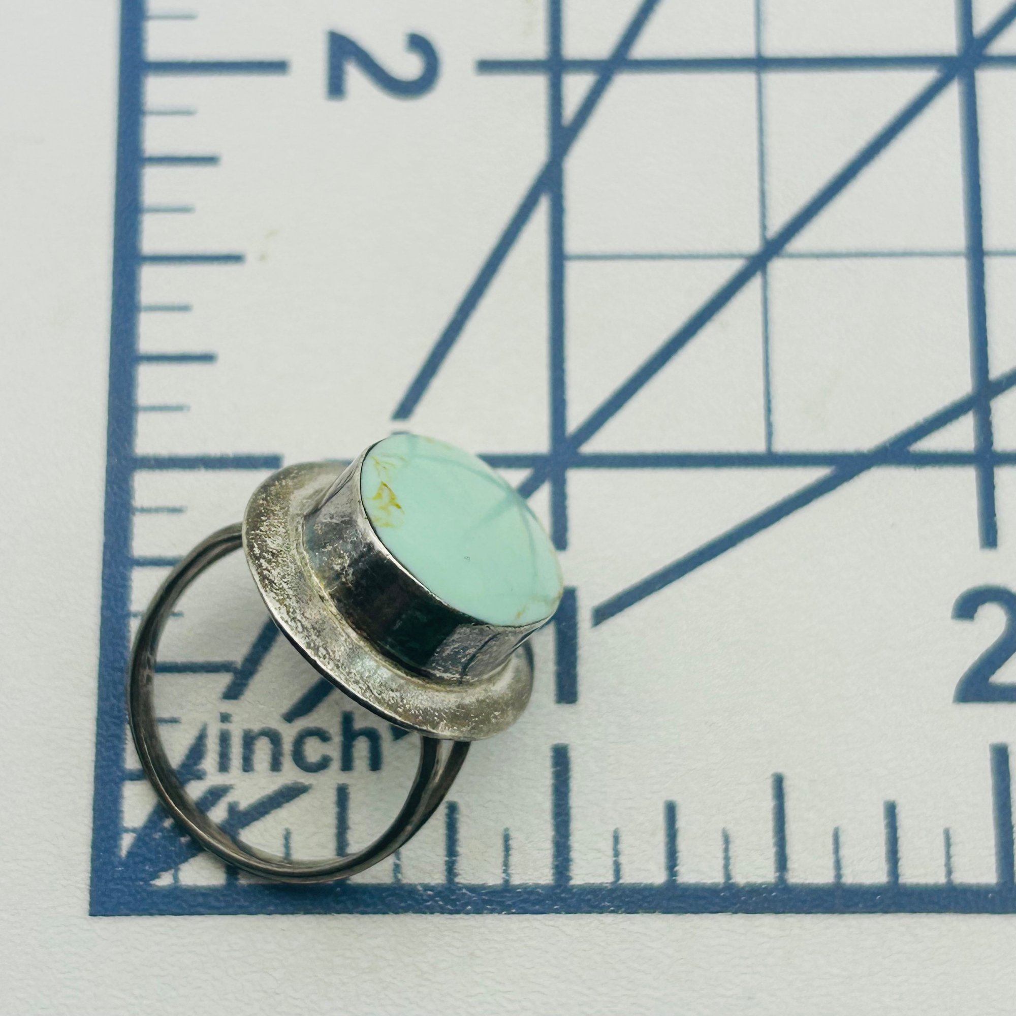 Sterling Turquoise Oval Ring Sz 8.5