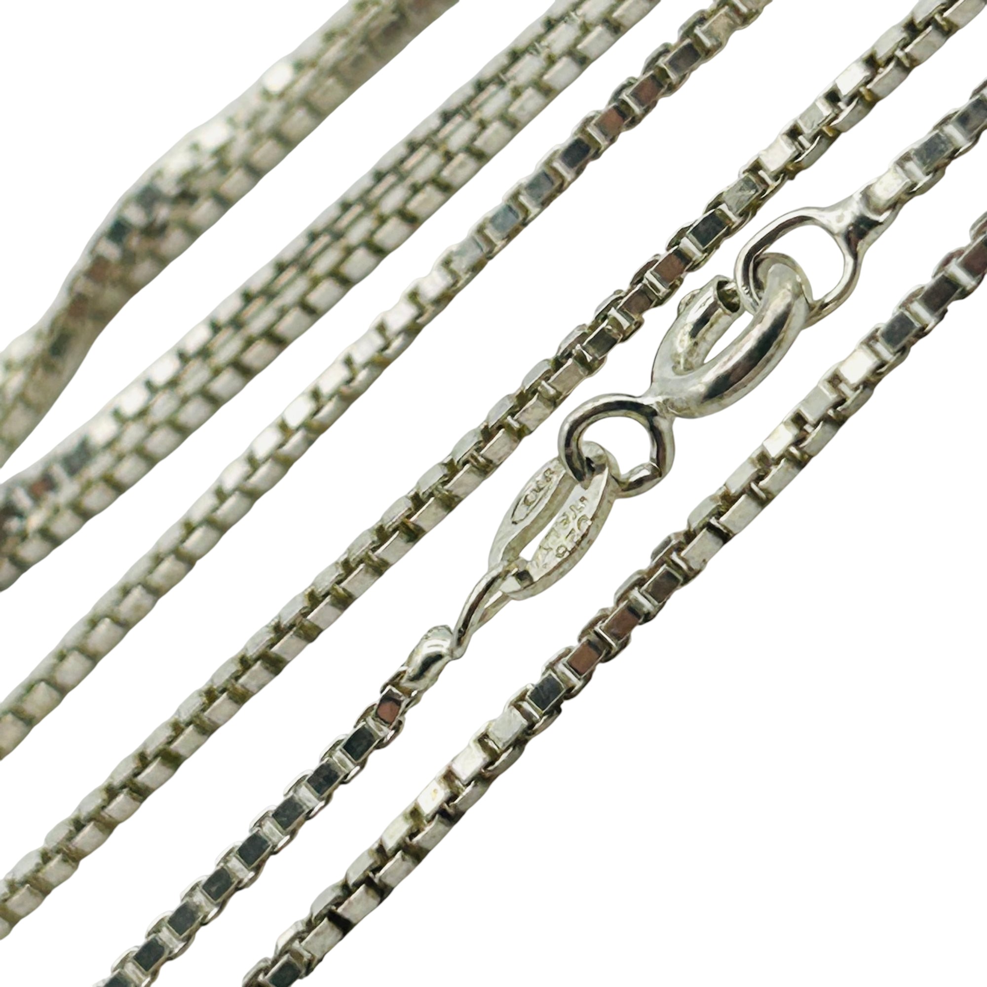 Signed Italy Sterling Box Chain Necklace