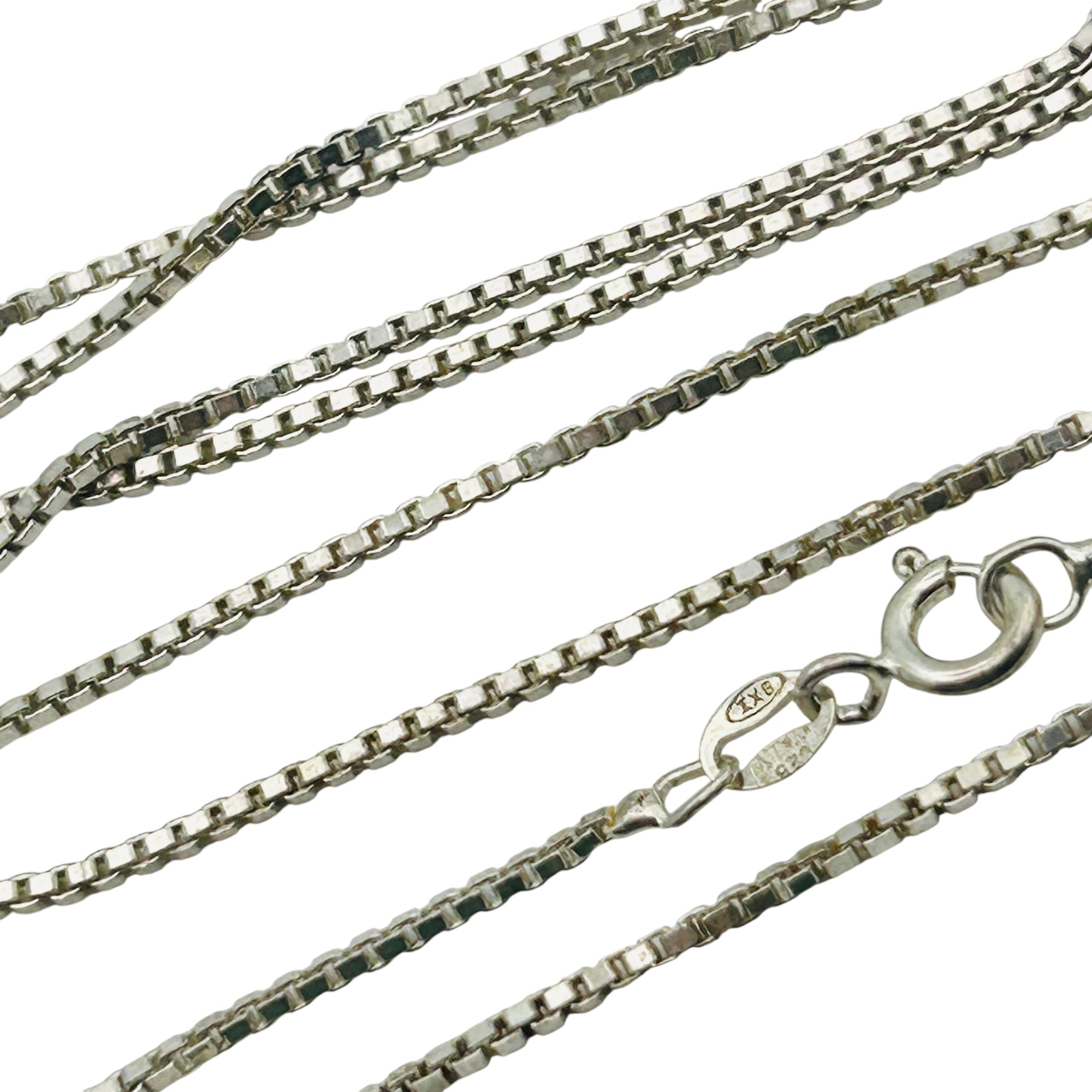 Signed Italy Sterling Box Chain Necklace