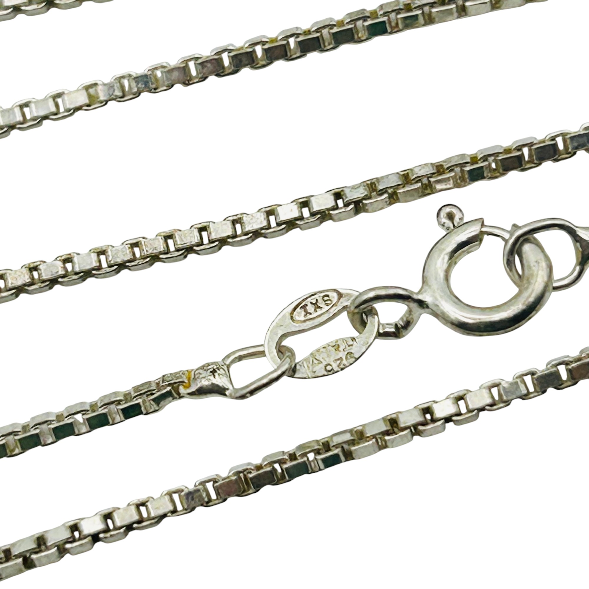 Signed Italy Sterling Box Chain Necklace