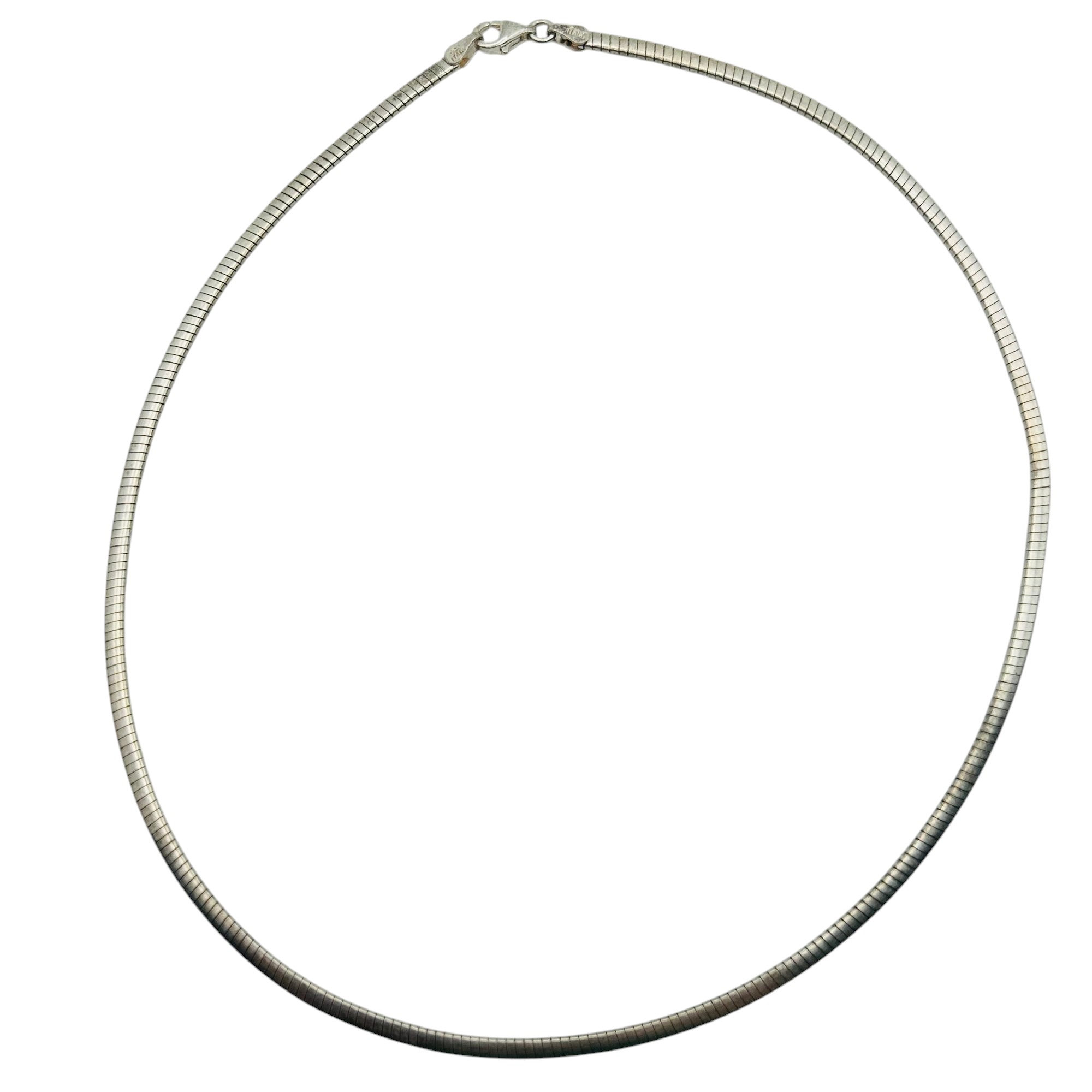 Signed Italy Sterling Flat Snake Chain Necklace