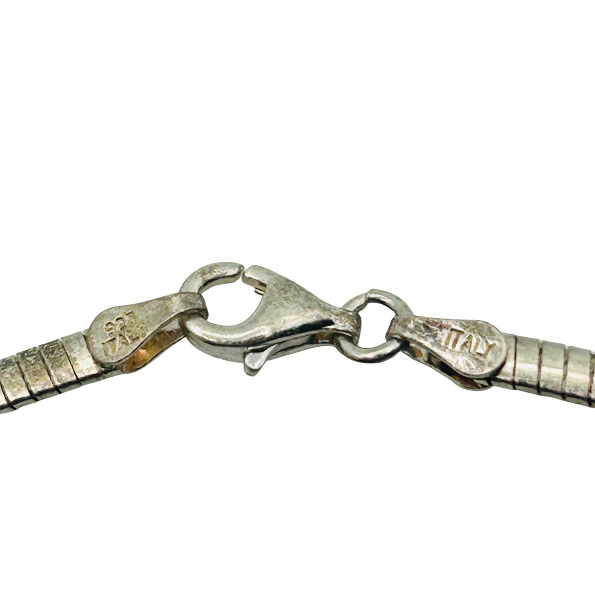 Signed Italy Sterling Flat Snake Chain Necklace