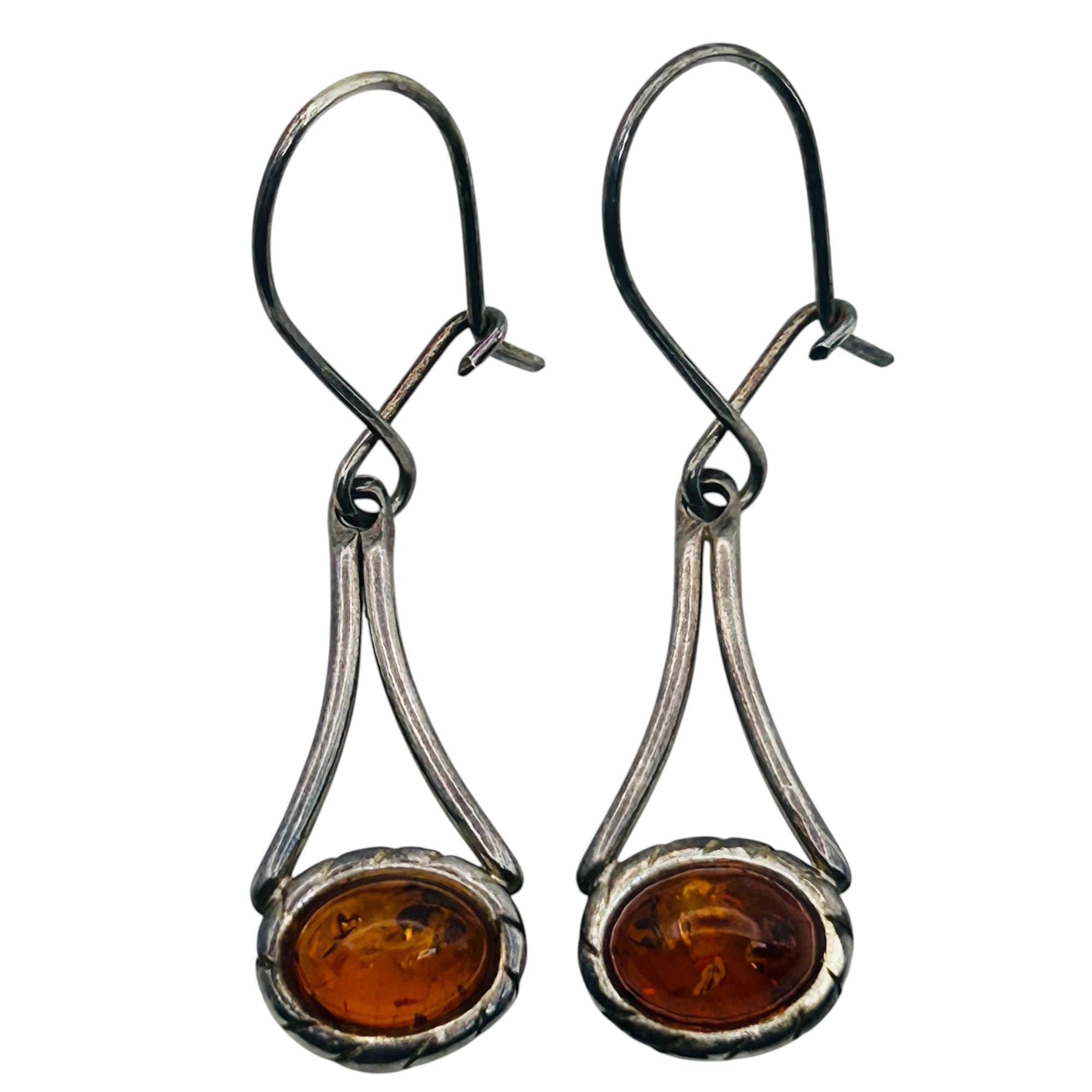 Sterling Amber Earrings