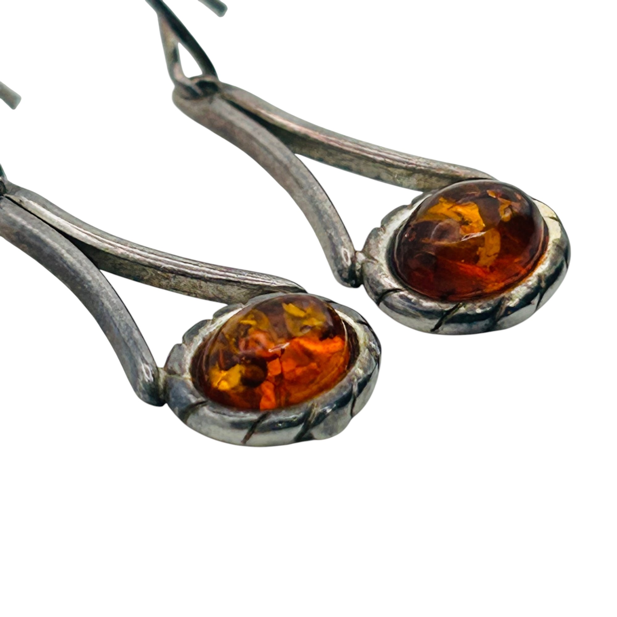 Sterling Amber Earrings