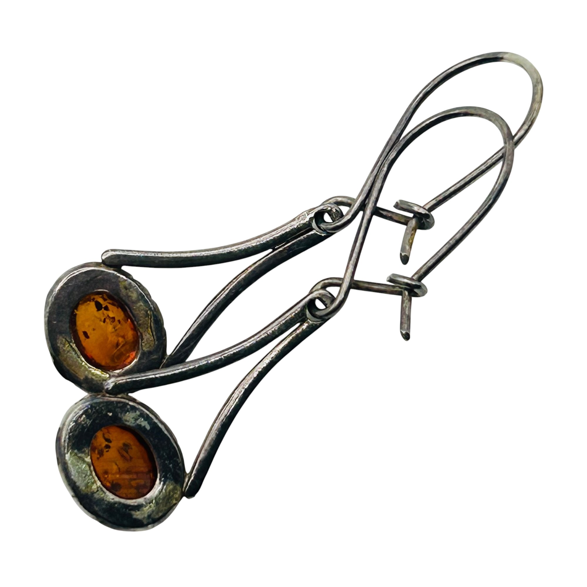Sterling Amber Earrings
