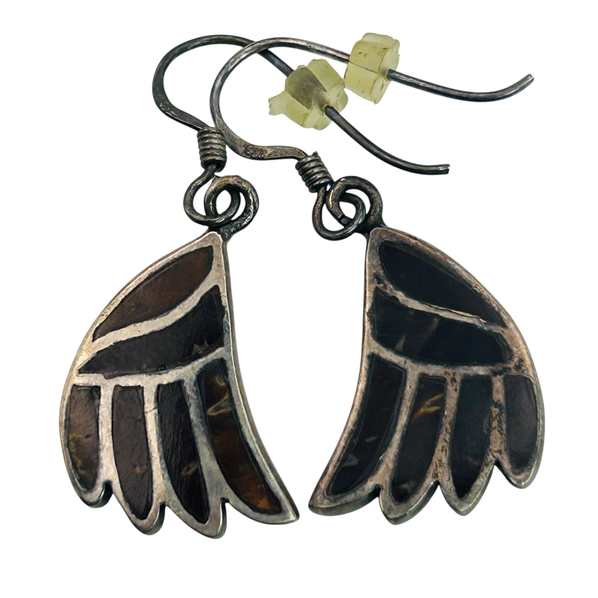 Southwest Sterling Inlay Wing Earrings