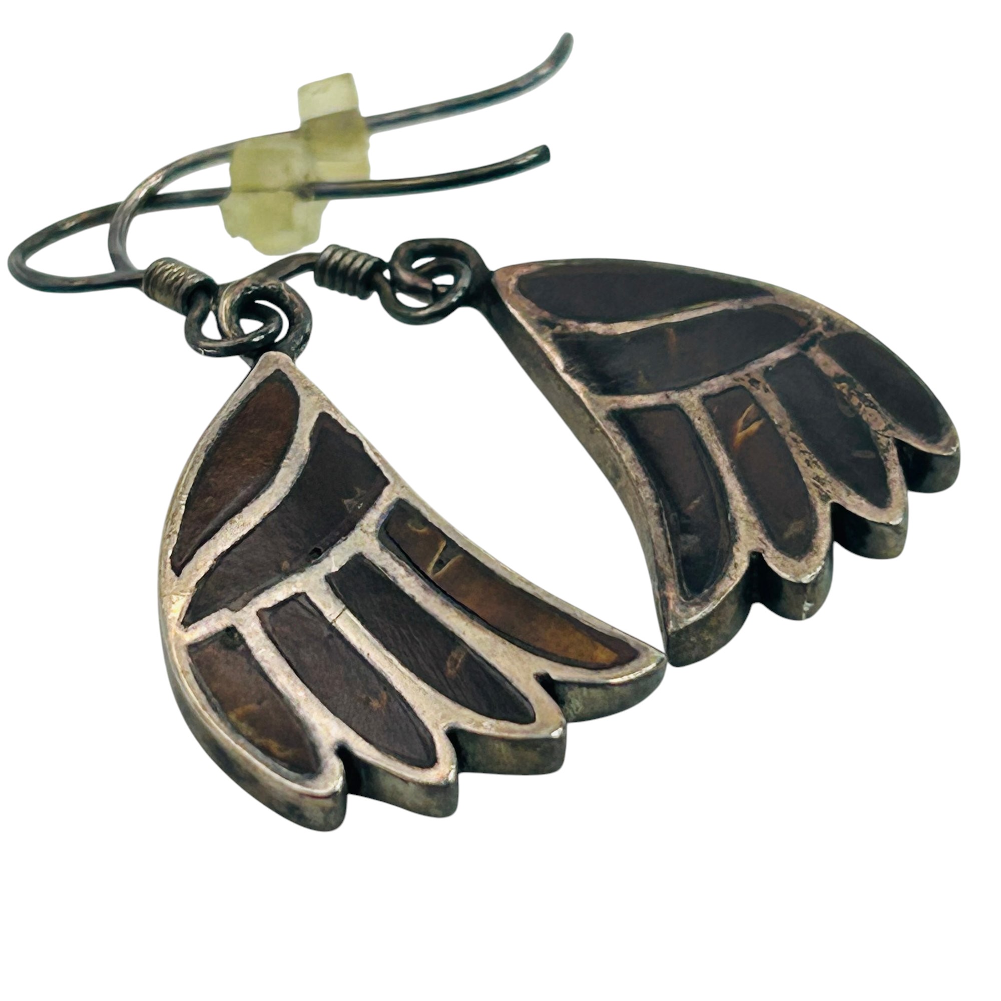 Southwest Sterling Inlay Wing Earrings