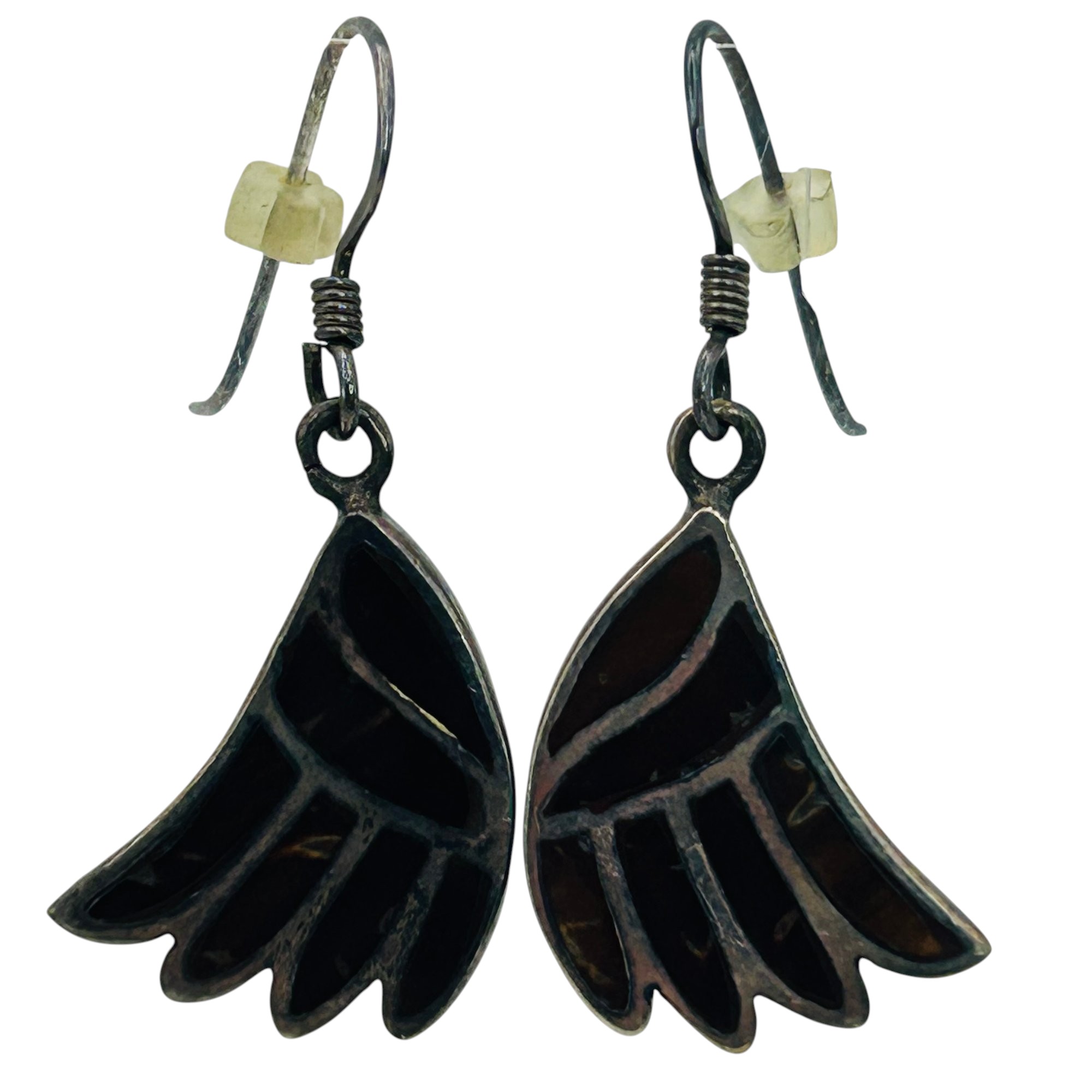 Southwest Sterling Inlay Wing Earrings