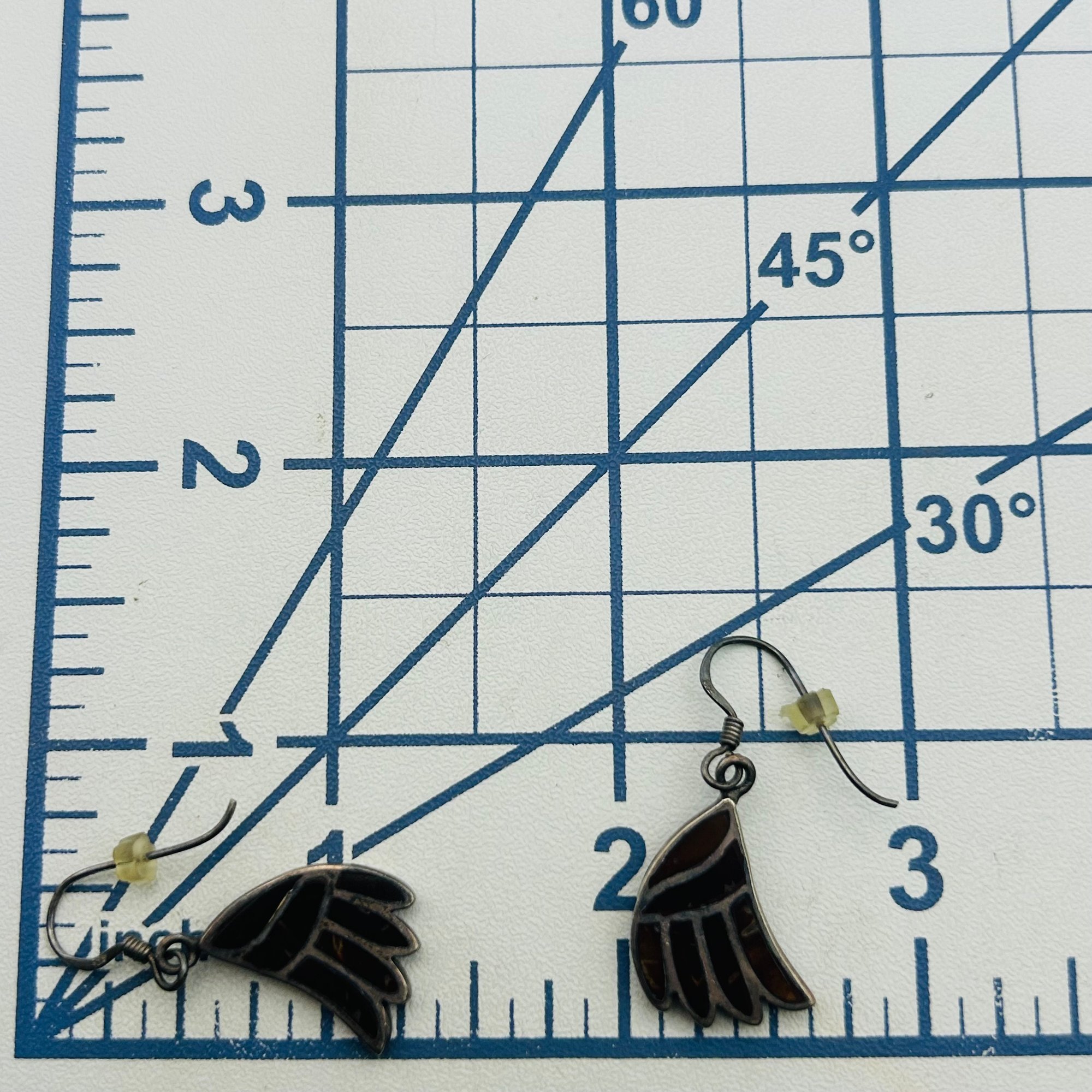 Southwest Sterling Inlay Wing Earrings