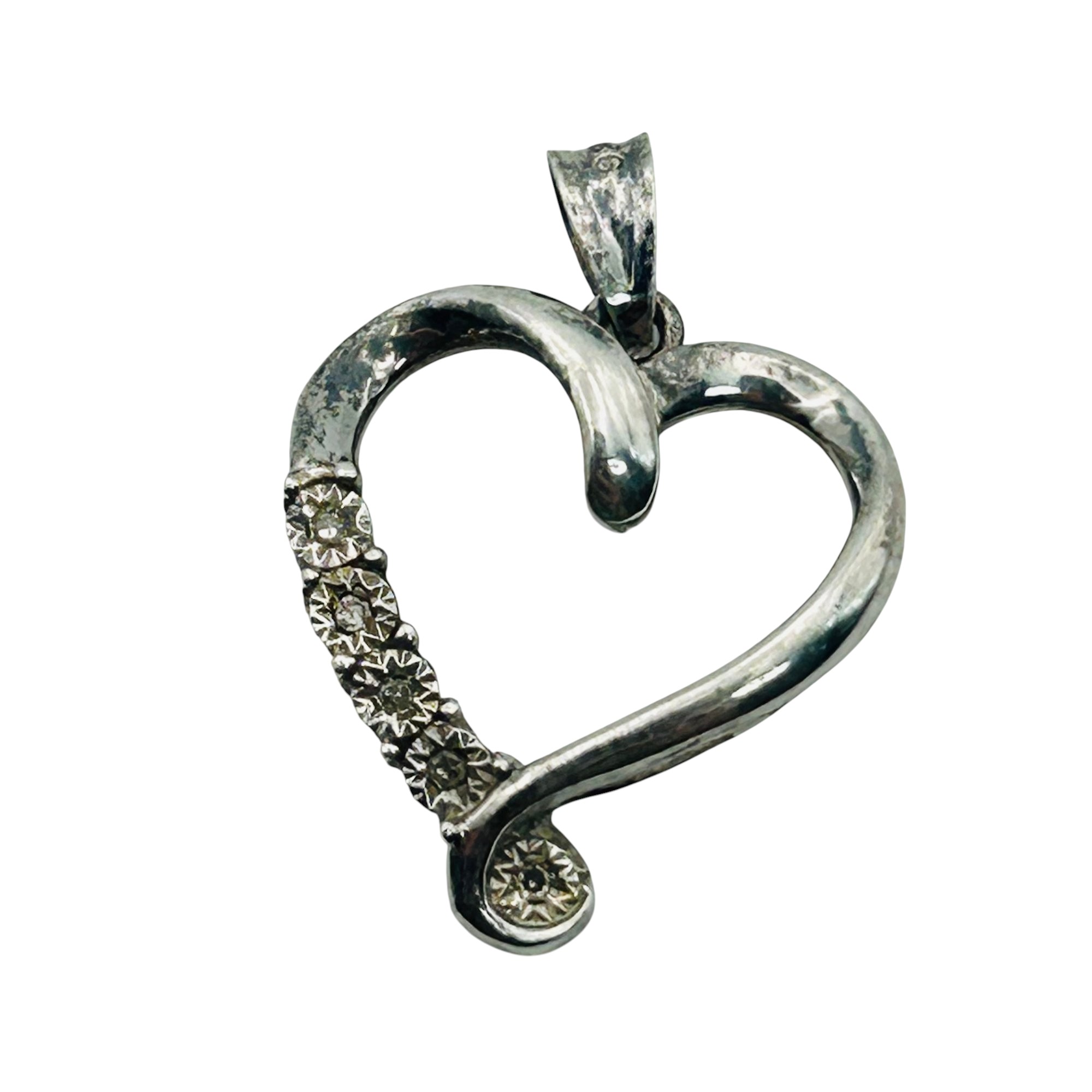 Sterling Diamond Heart Cut Out Pendant