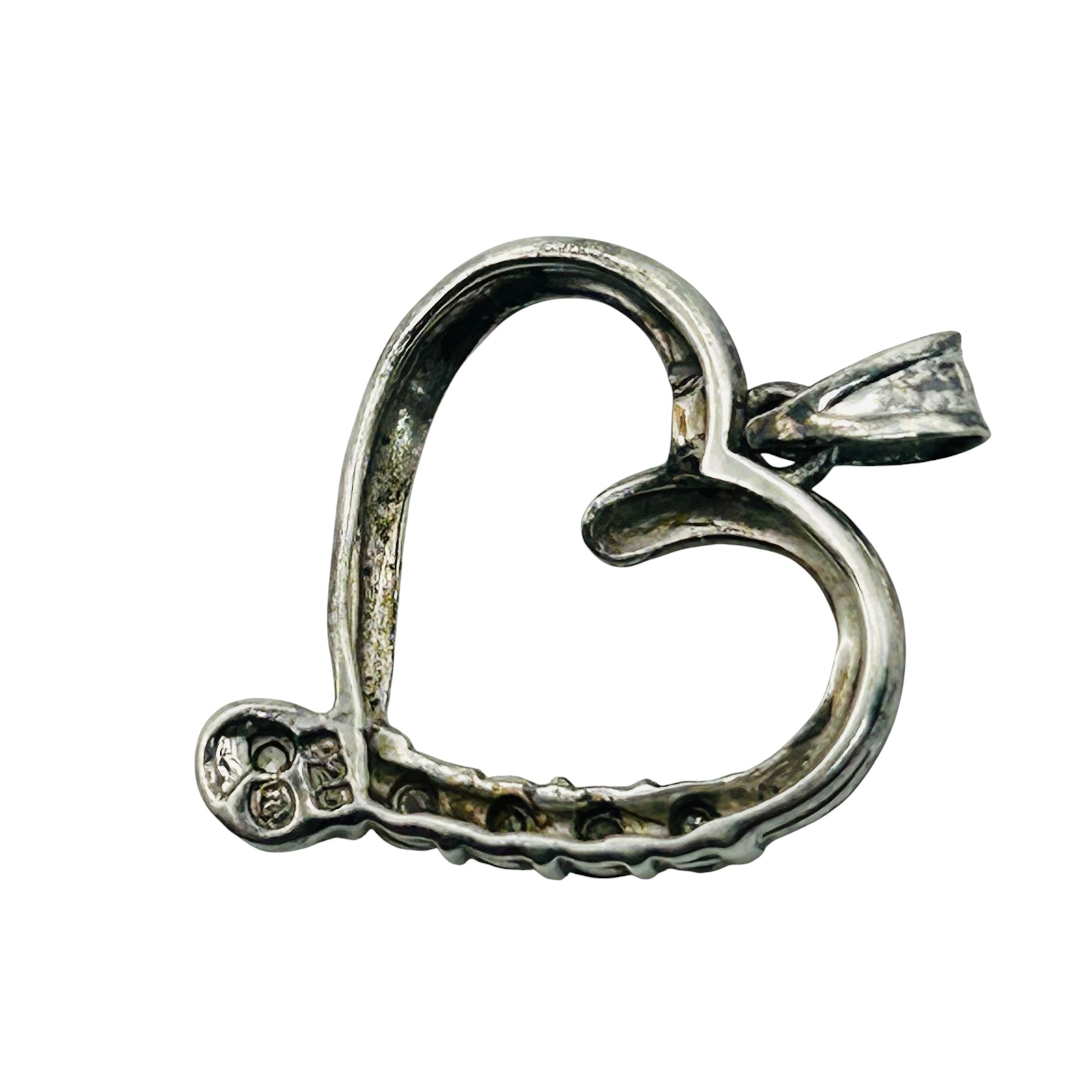 Sterling Diamond Heart Cut Out Pendant