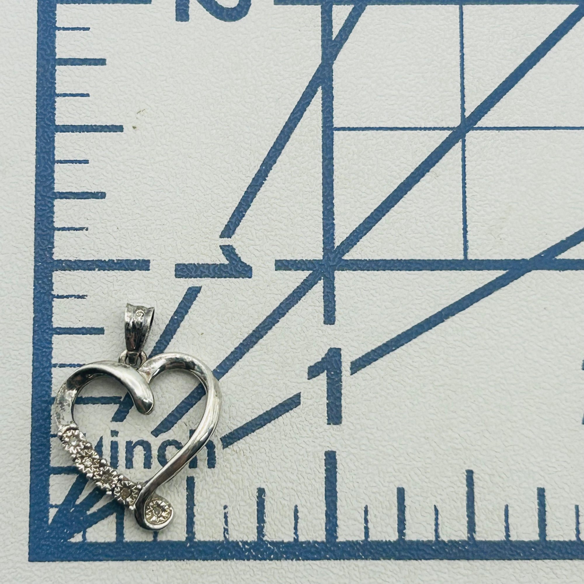 Sterling Diamond Heart Cut Out Pendant