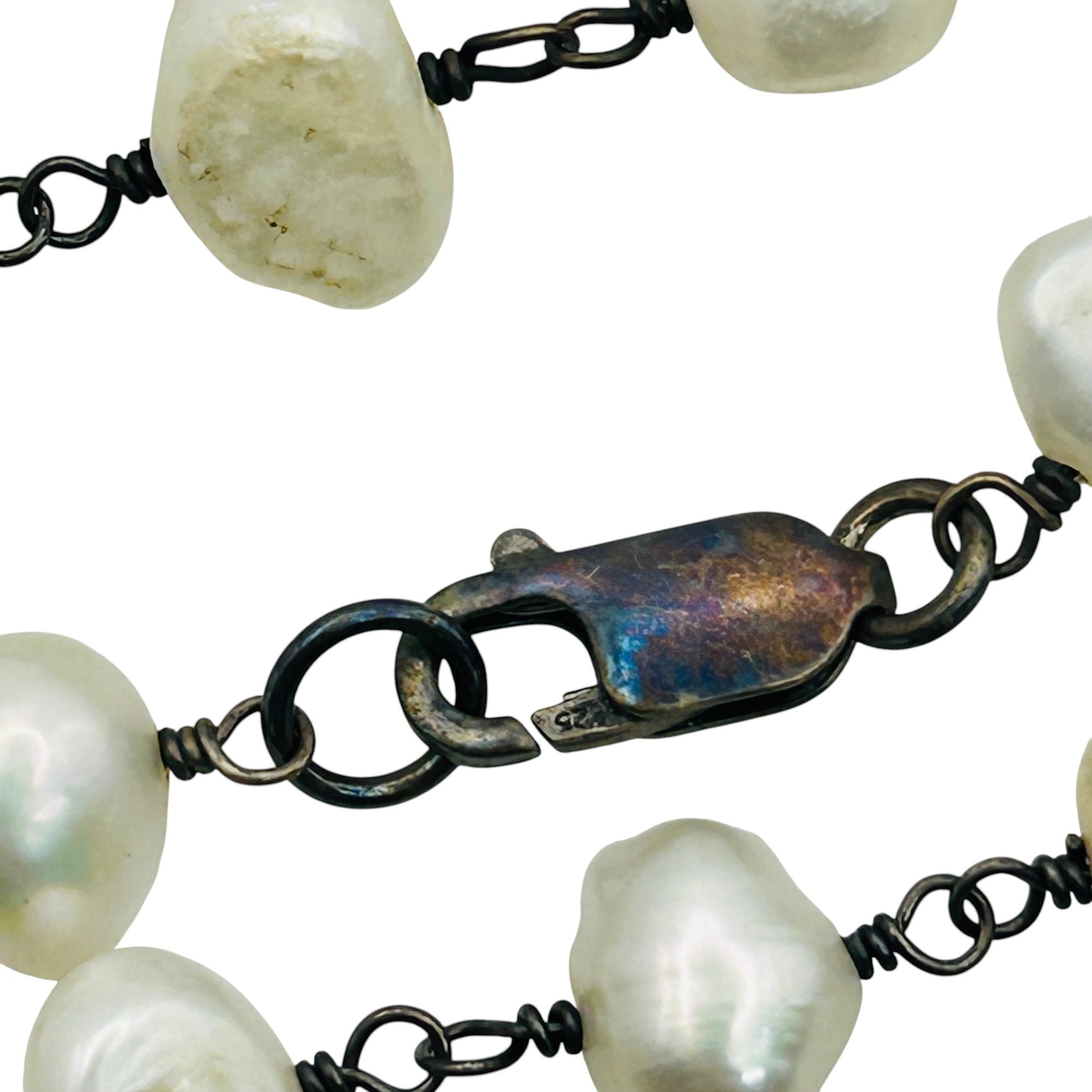 Sterling Long Pearl Necklace
