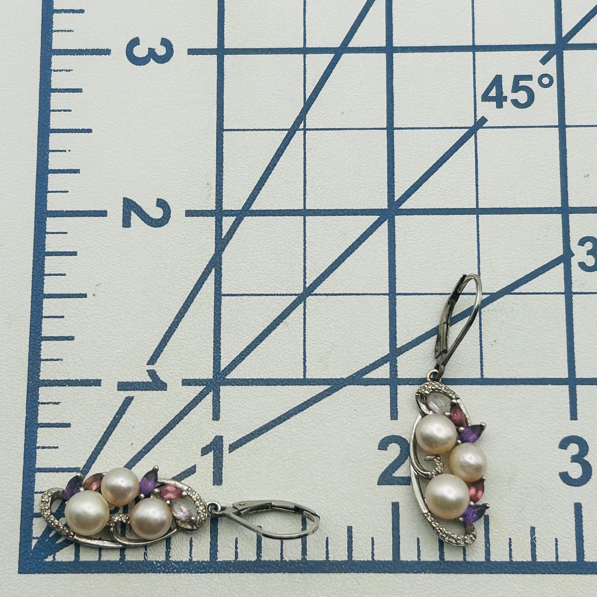 Sterling Amethyst Pearl Jacket Dangle Earrings
