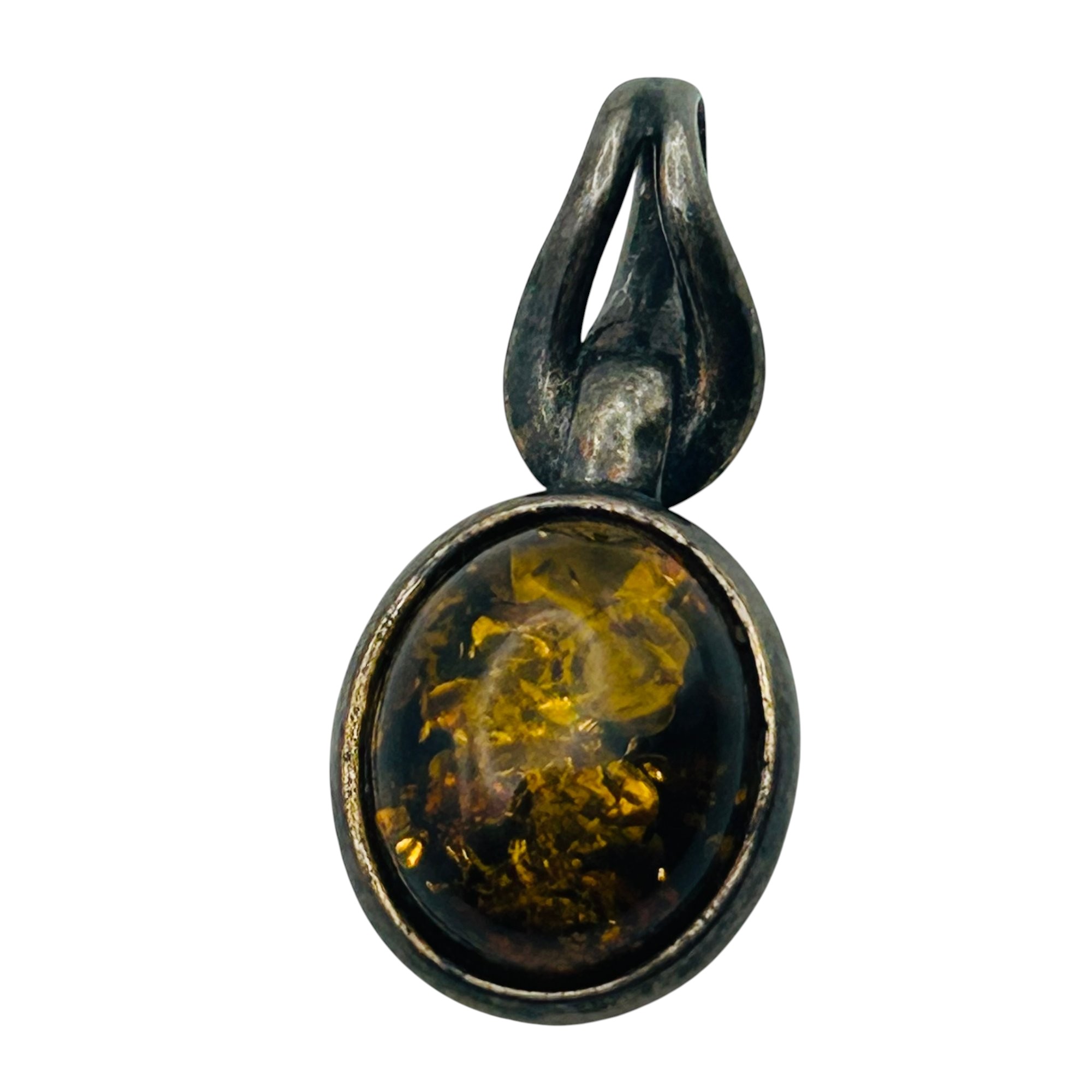Sterling Amber Pendant