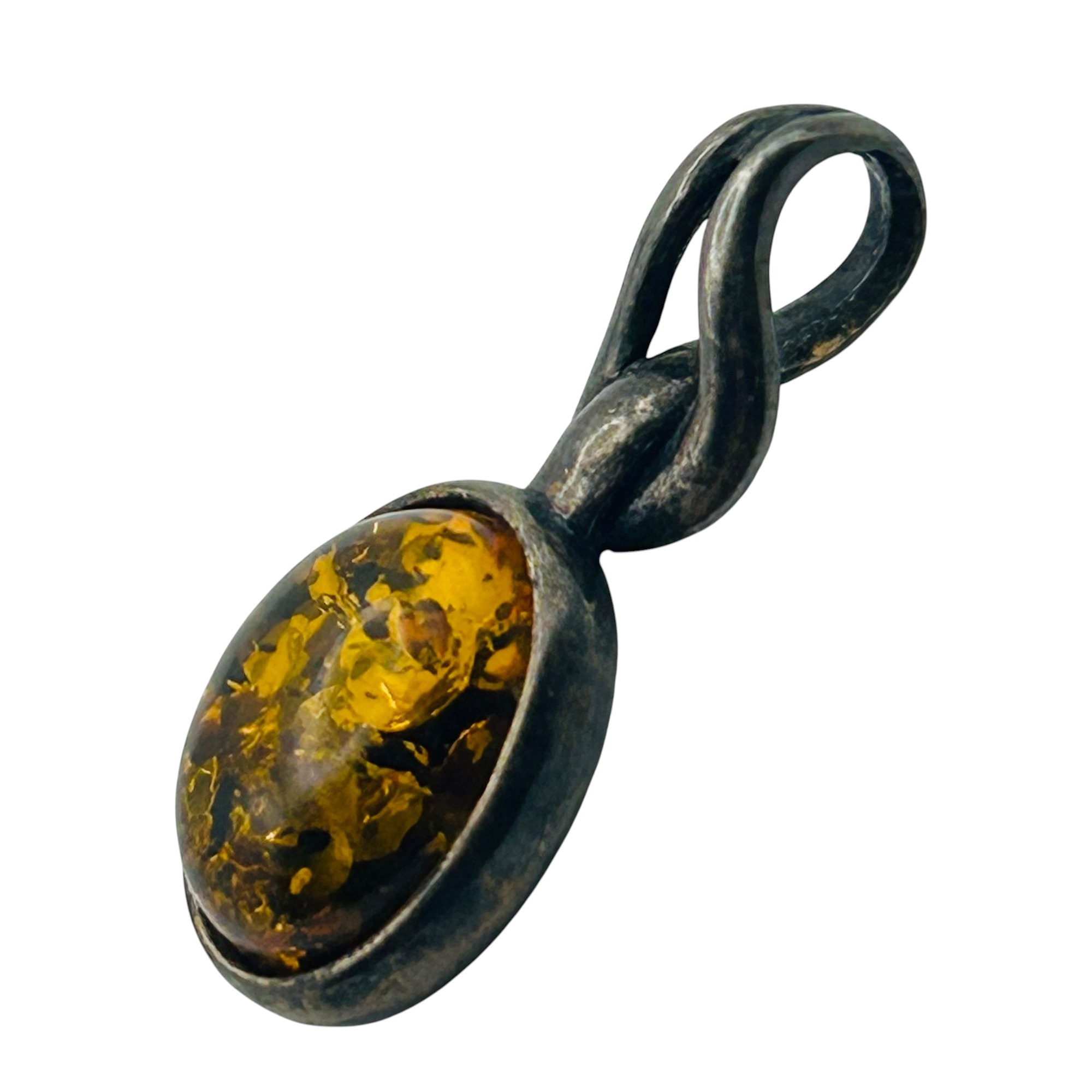 Sterling Amber Pendant