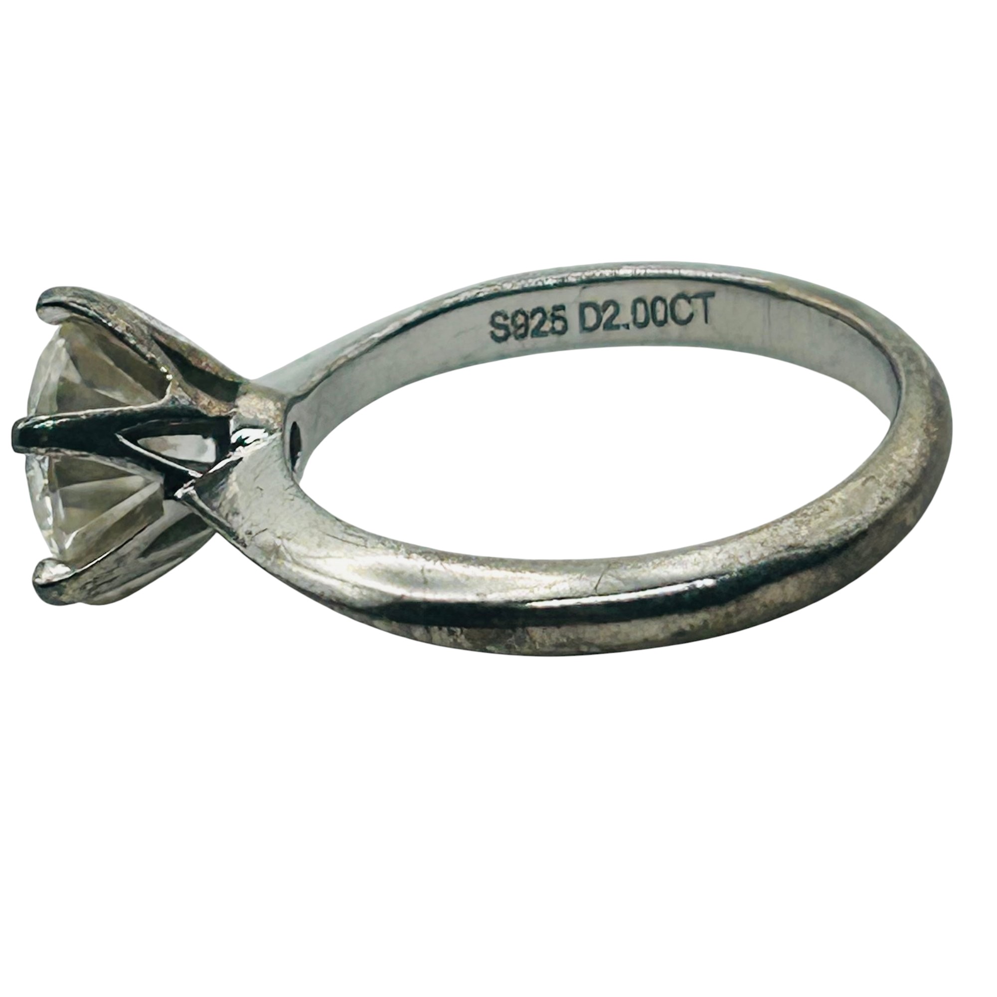 Sterling Diamond 2 Ct Ring Sz 6