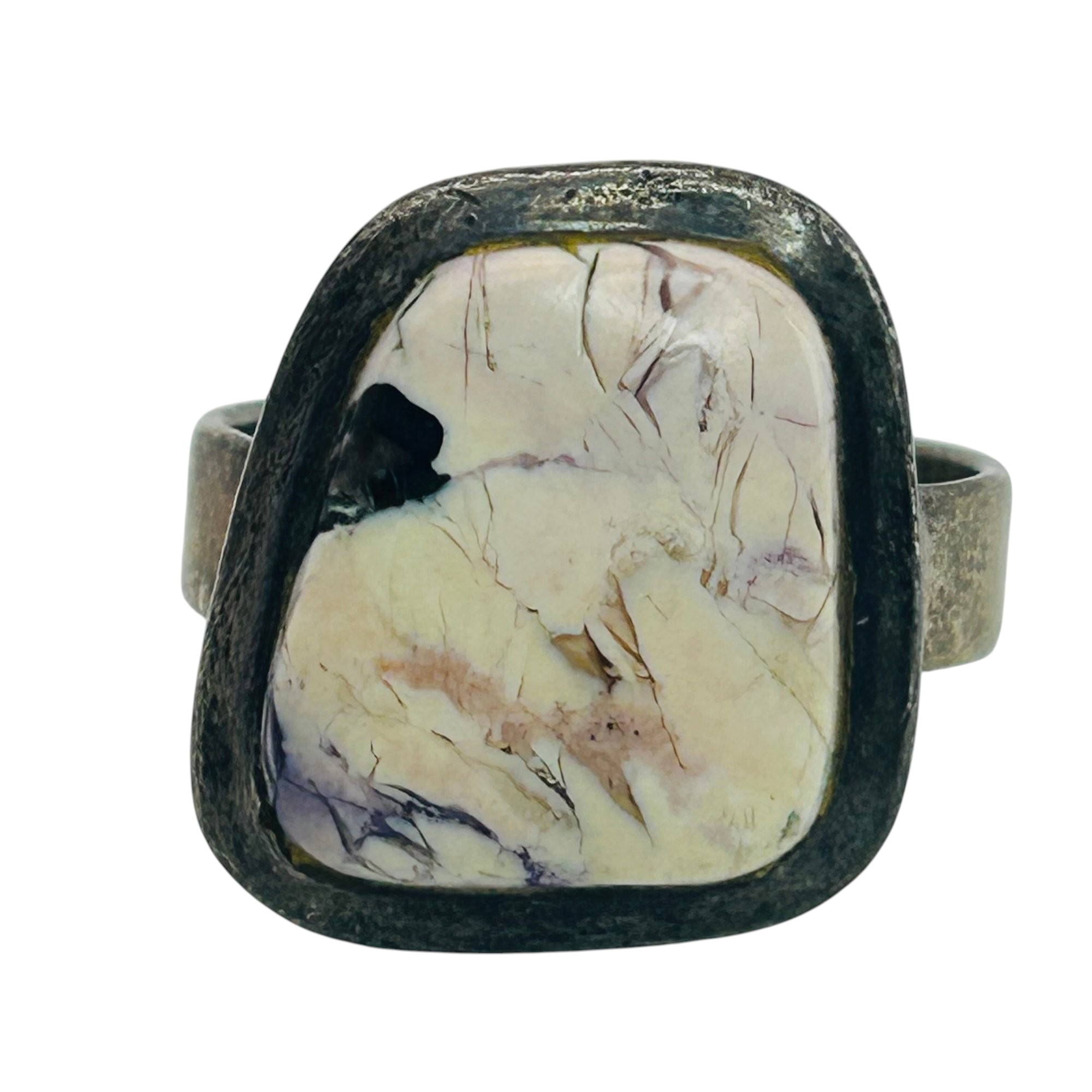 Sterling Tiffany Stone Cabochon Ring Sz 6