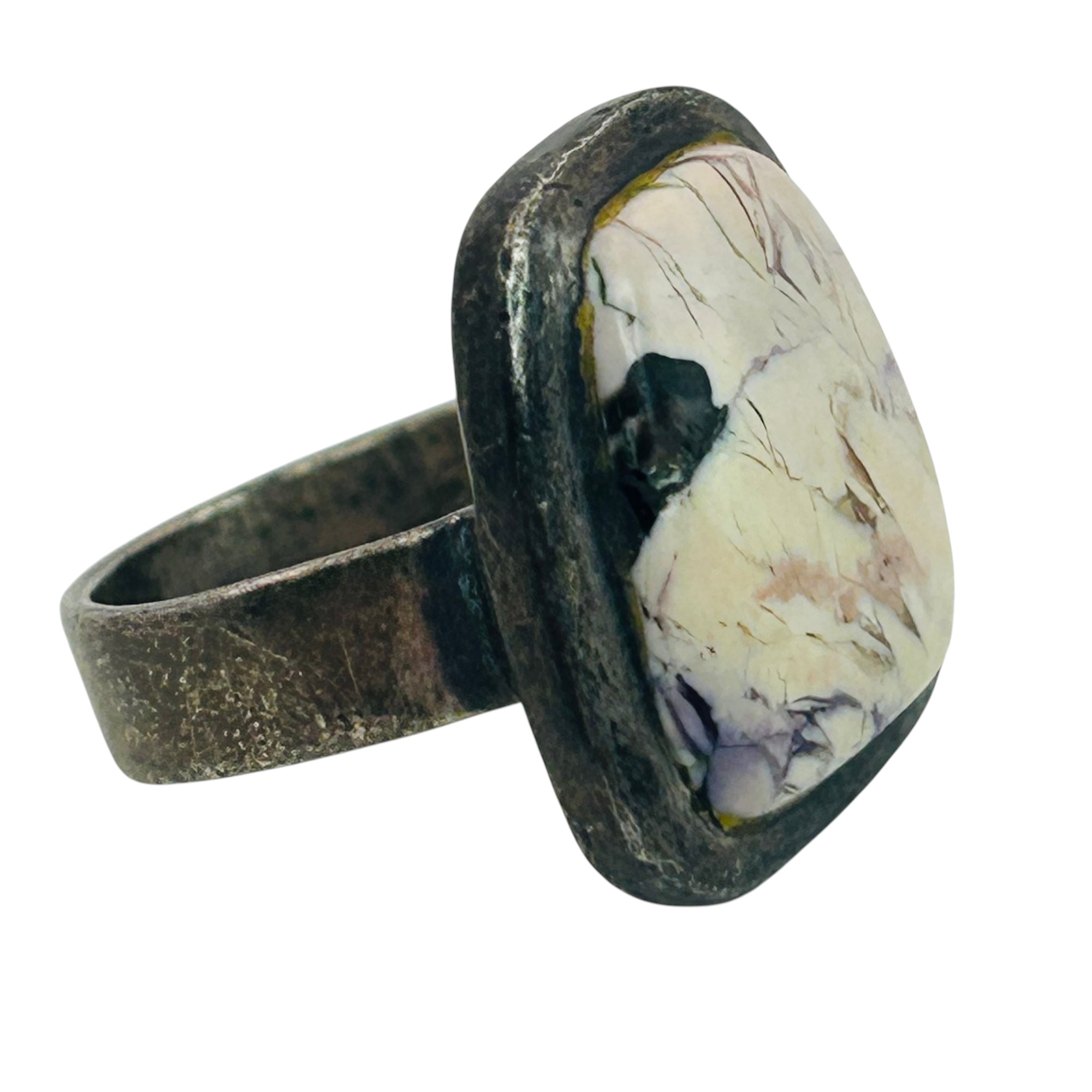 Sterling Tiffany Stone Cabochon Ring Sz 6