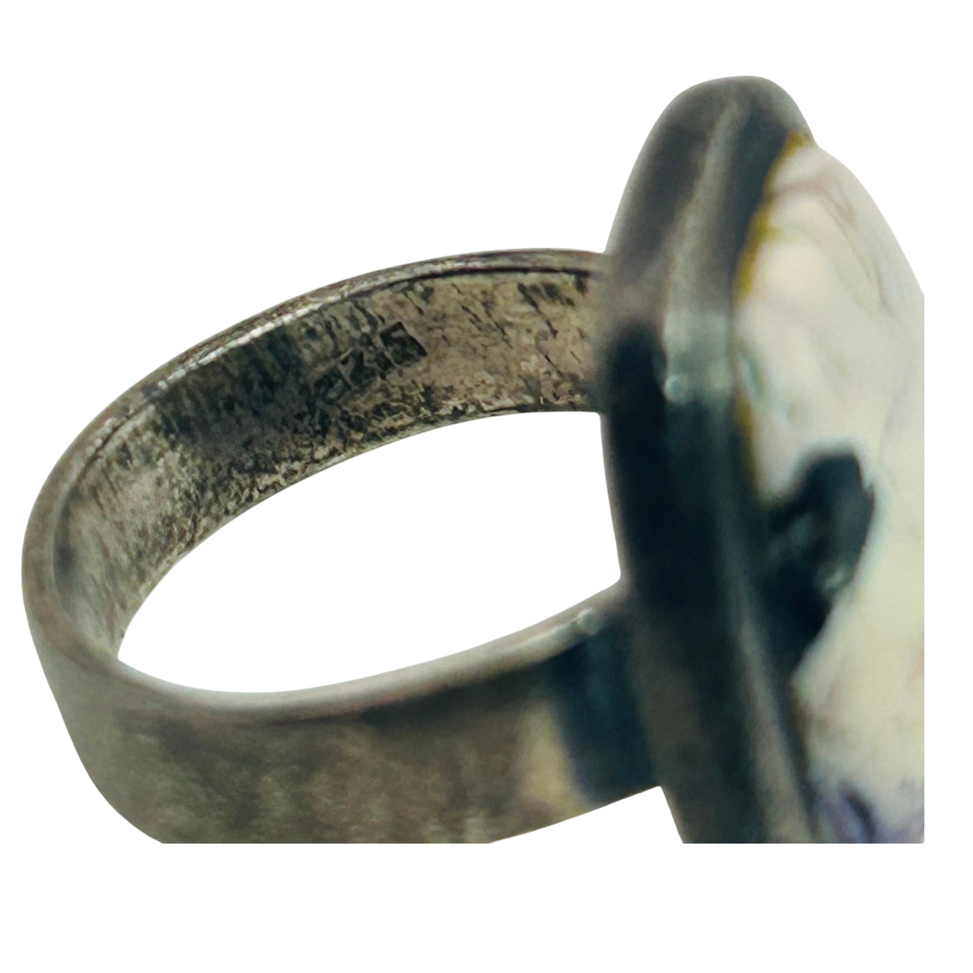 Sterling Tiffany Stone Cabochon Ring Sz 6
