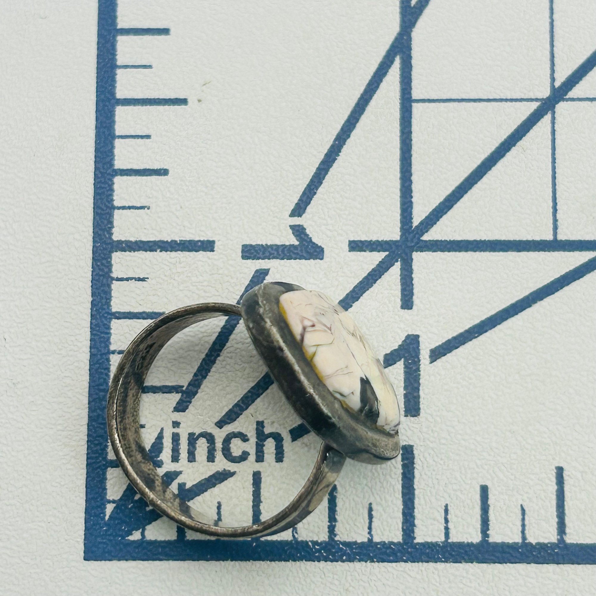 Sterling Tiffany Stone Cabochon Ring Sz 6