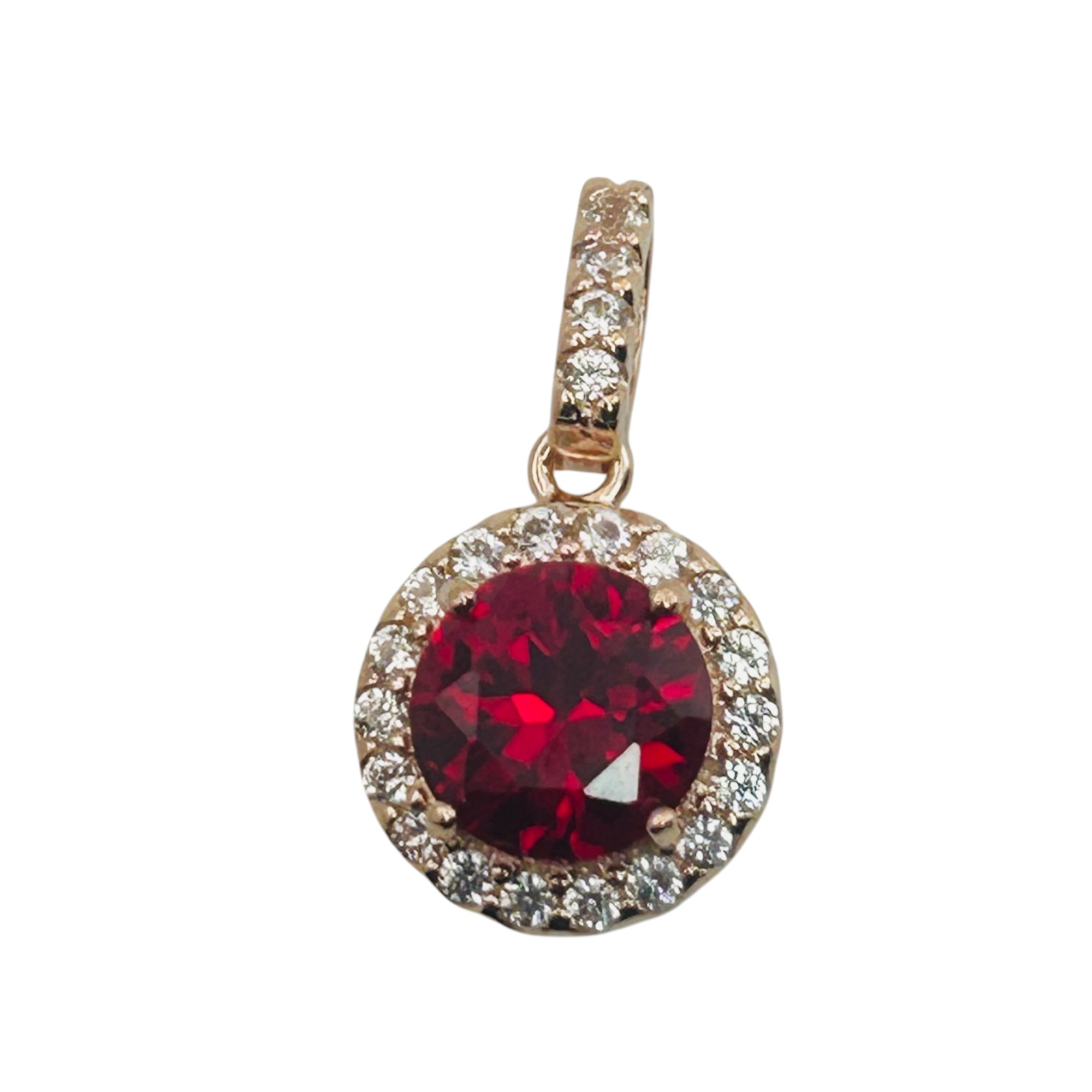 Signed Sterling 18k GP Spinel Ruby Pendant
