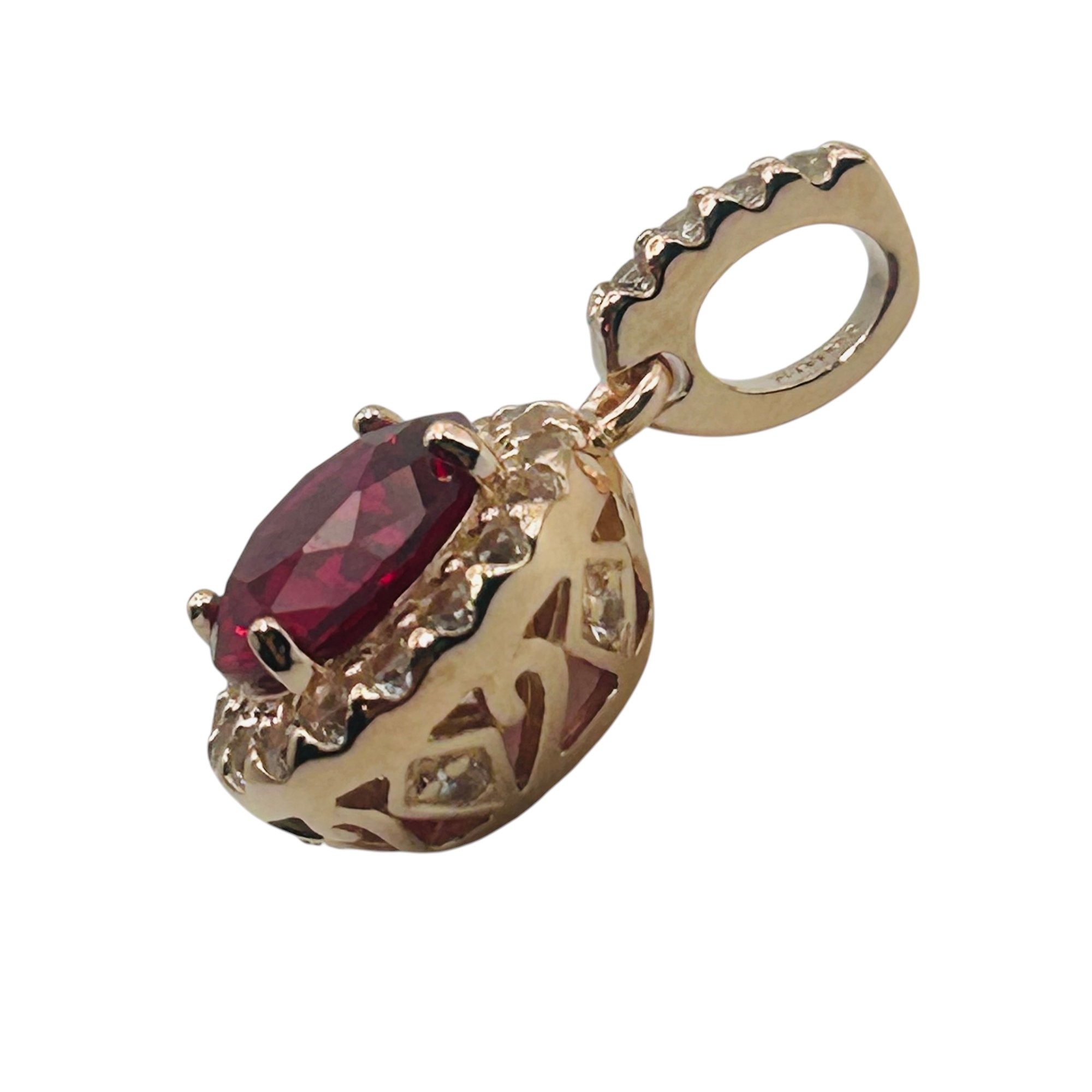 Signed Sterling 18k GP Spinel Ruby Pendant