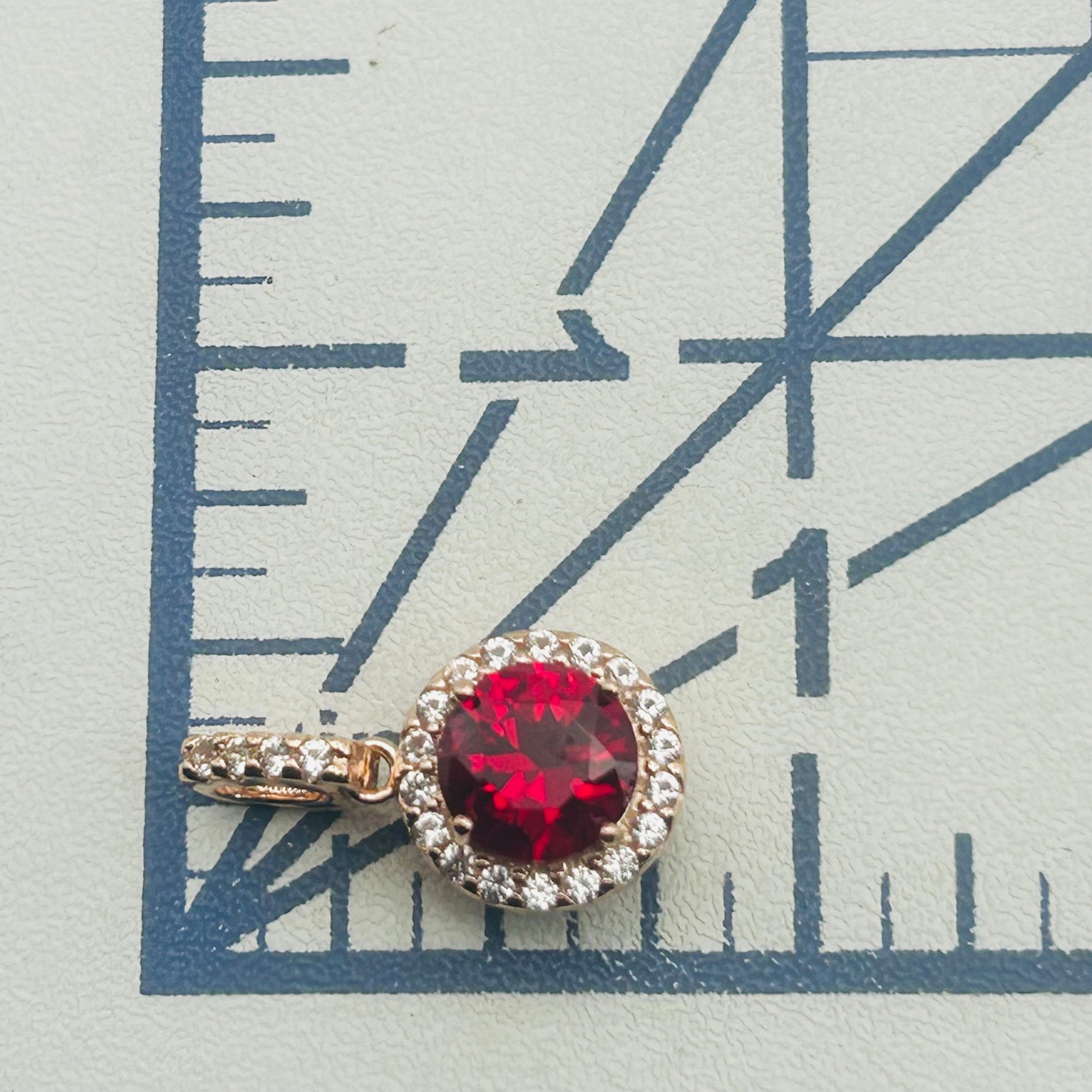 Signed Sterling 18k GP Spinel Ruby Pendant