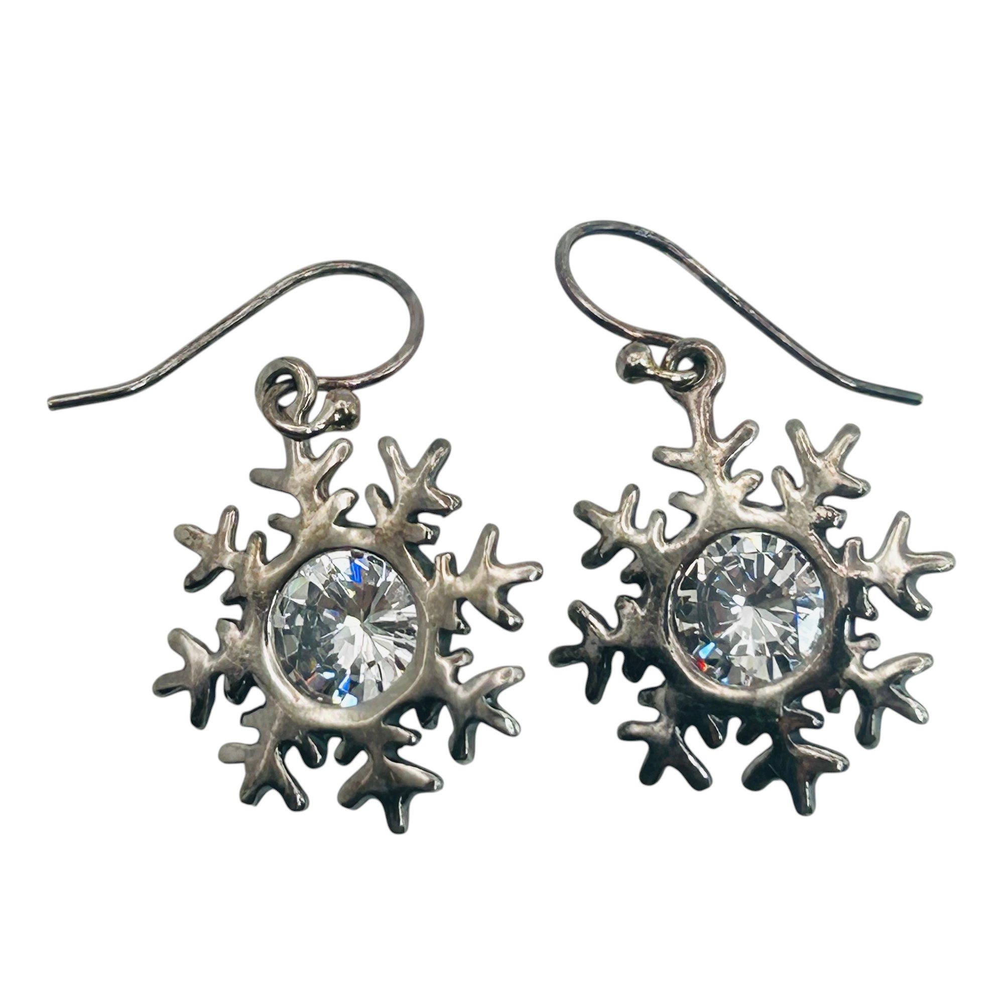 Silpada Sterling Rhinestone Snow Flake Earrings