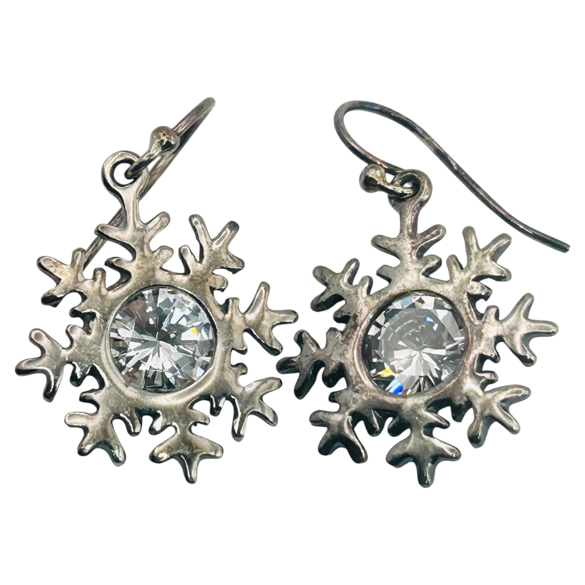 Silpada Sterling Rhinestone Snow Flake Earrings