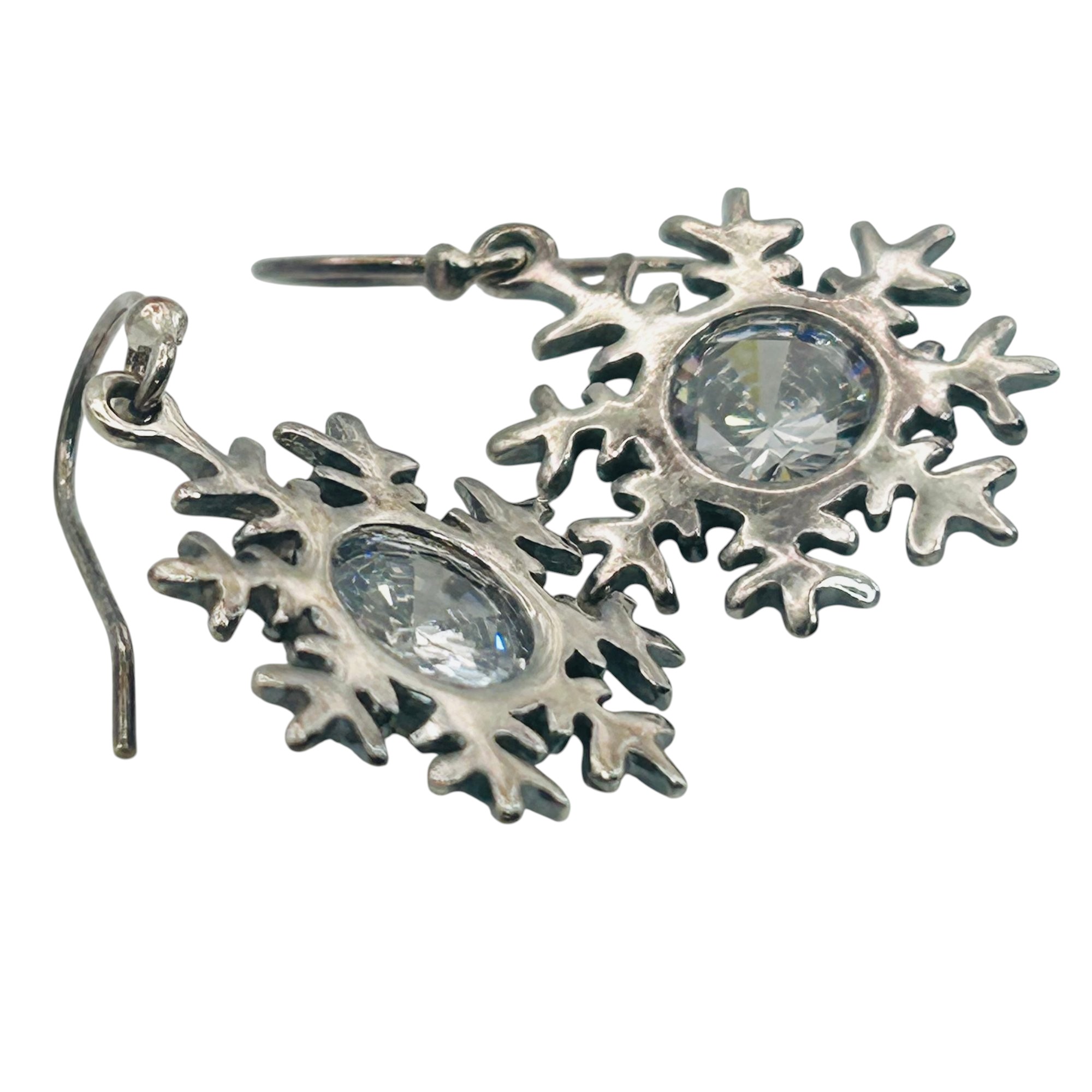 Silpada Sterling Rhinestone Snow Flake Earrings