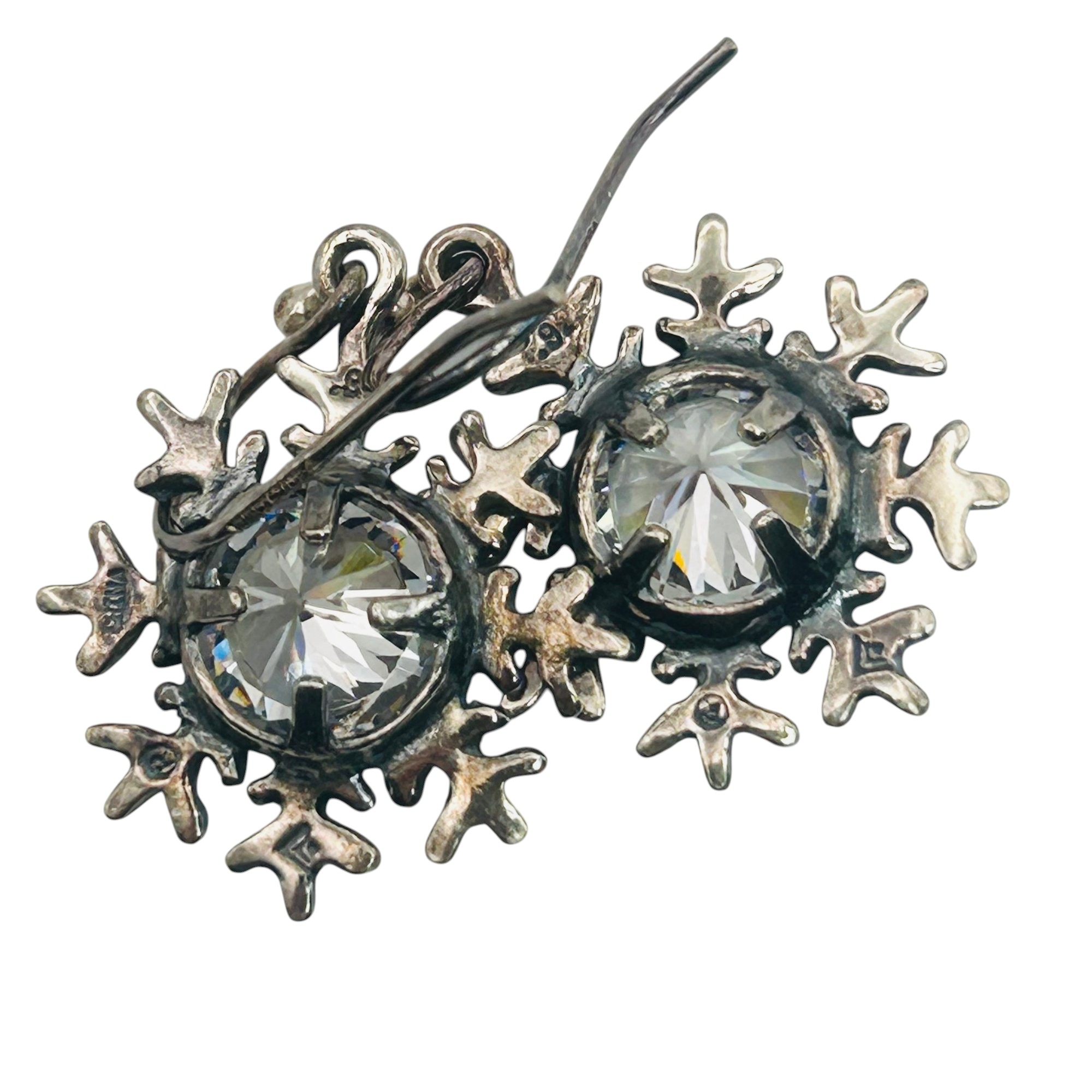 Silpada Sterling Rhinestone Snow Flake Earrings