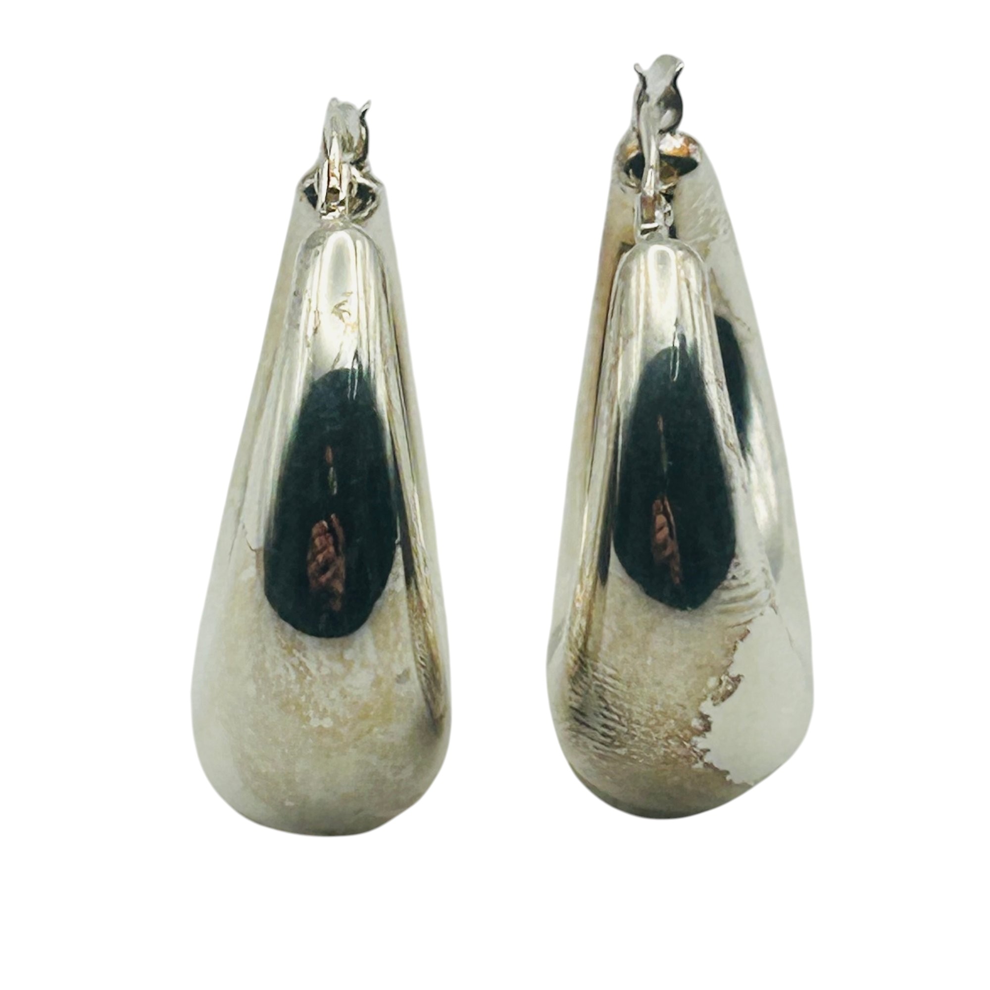 Signed Mauritius Sterling Hoop Earrings