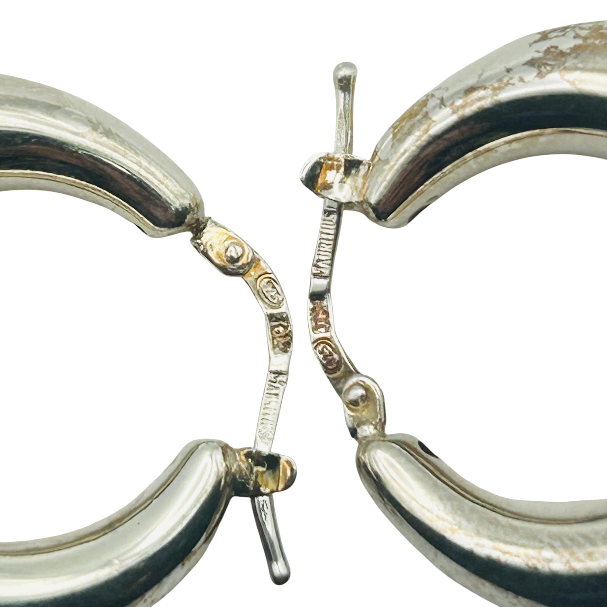 Signed Mauritius Sterling Hoop Earrings