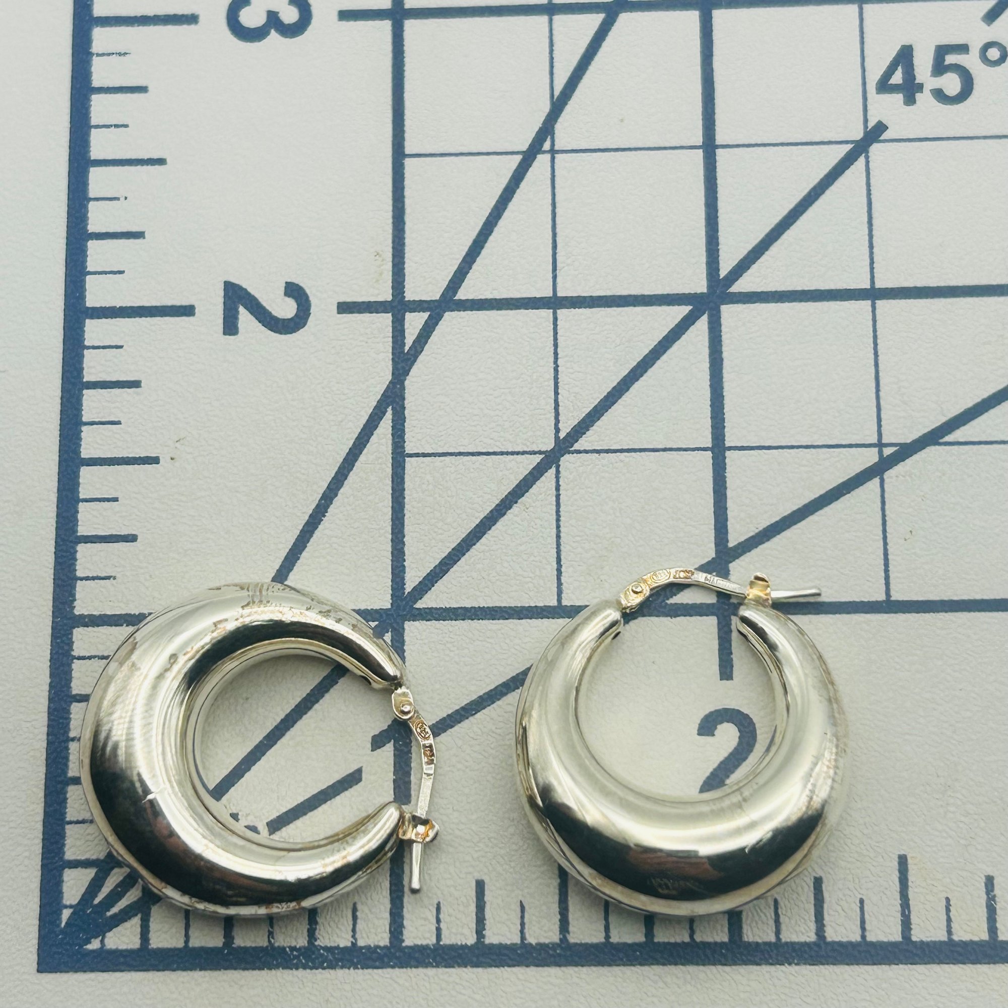 Signed Mauritius Sterling Hoop Earrings
