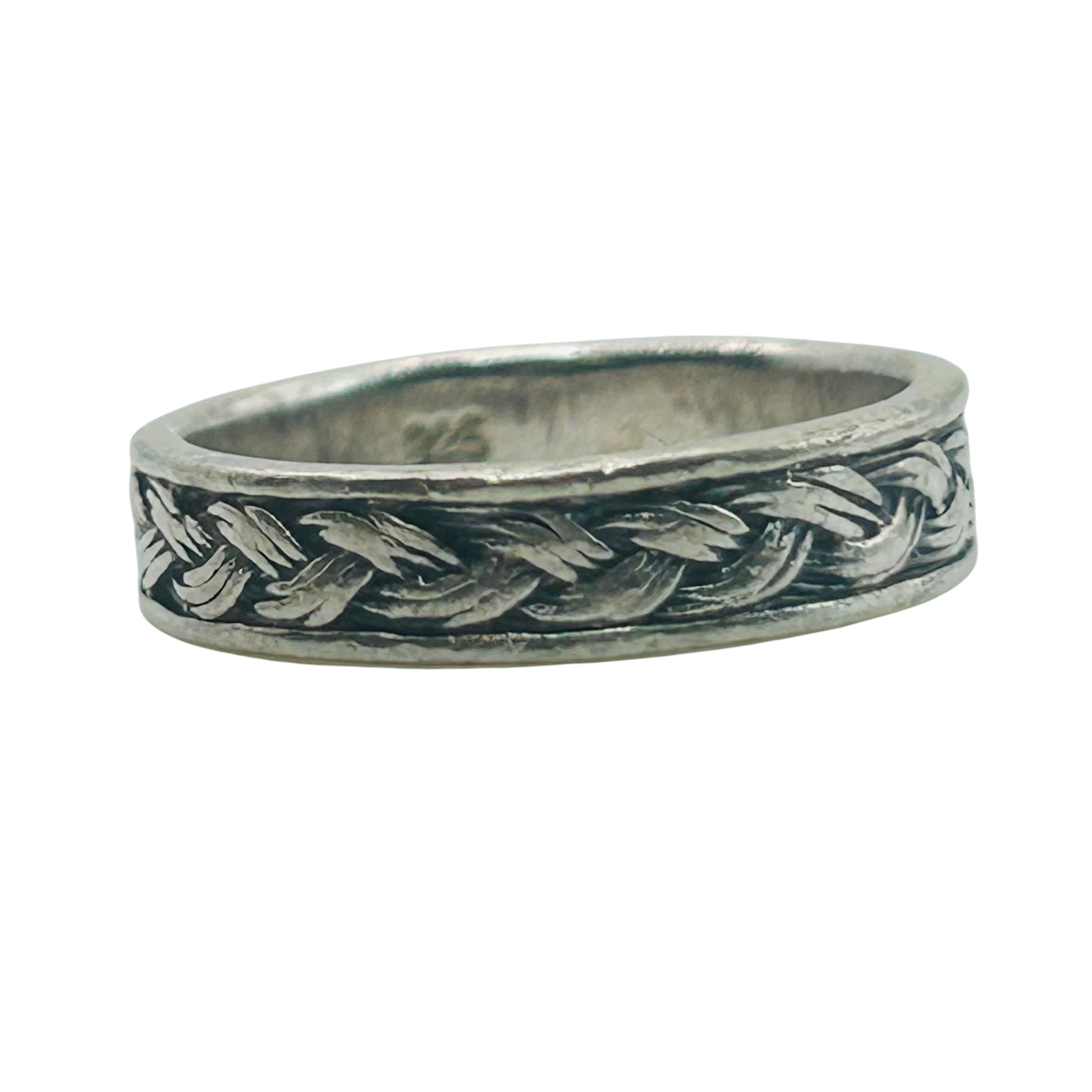 Sterling Wheat Detail Ring Sz 8