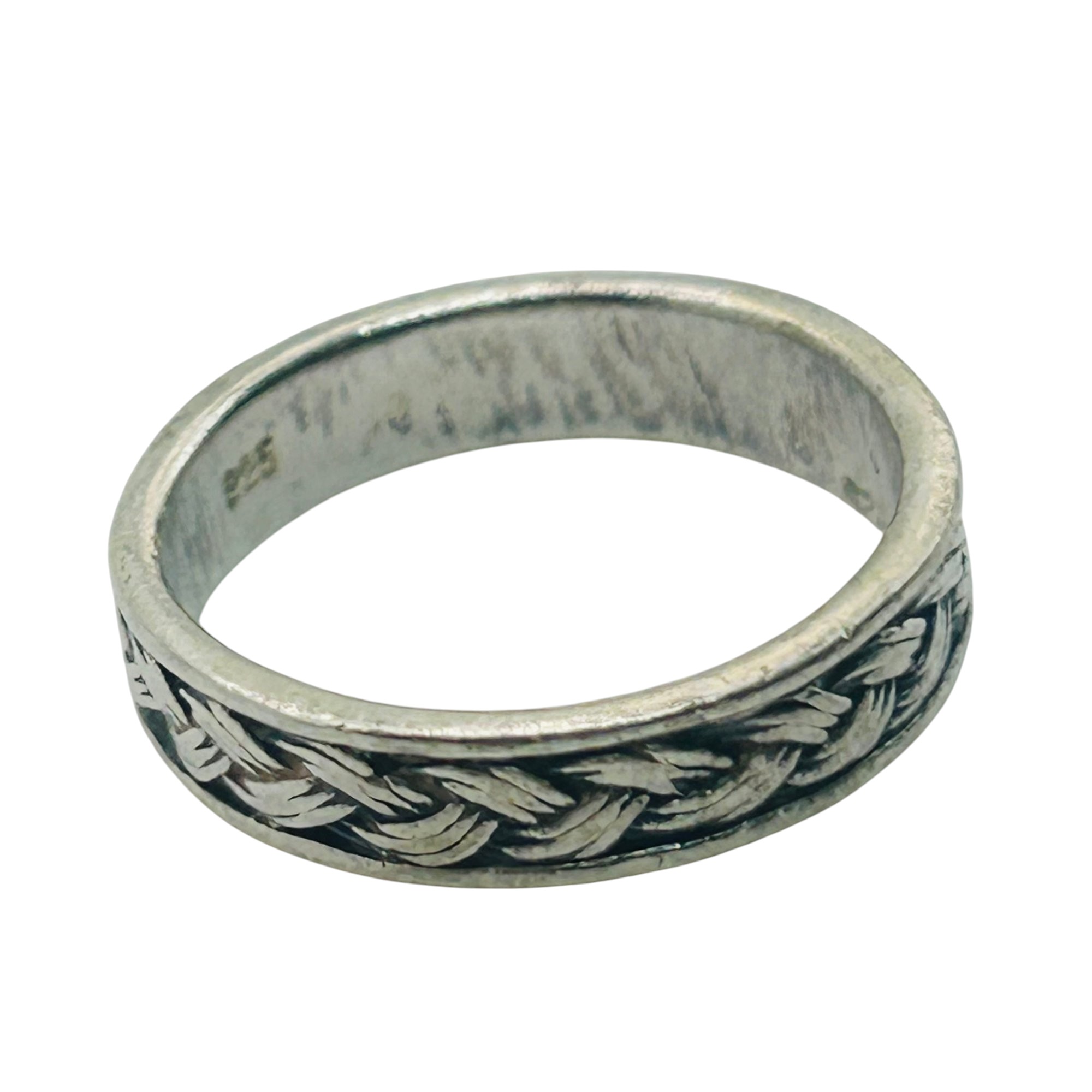 Sterling Wheat Detail Ring Sz 8